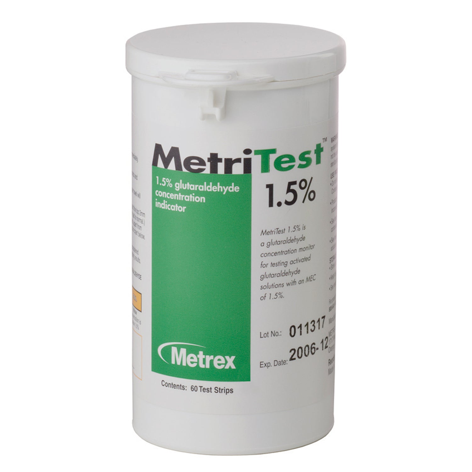 METREX METRITEST™ GLUTARALDEHYDE MetriTest 11/2, For 14 Day Use Life, 60 strips/bottle, 2 btl/cs