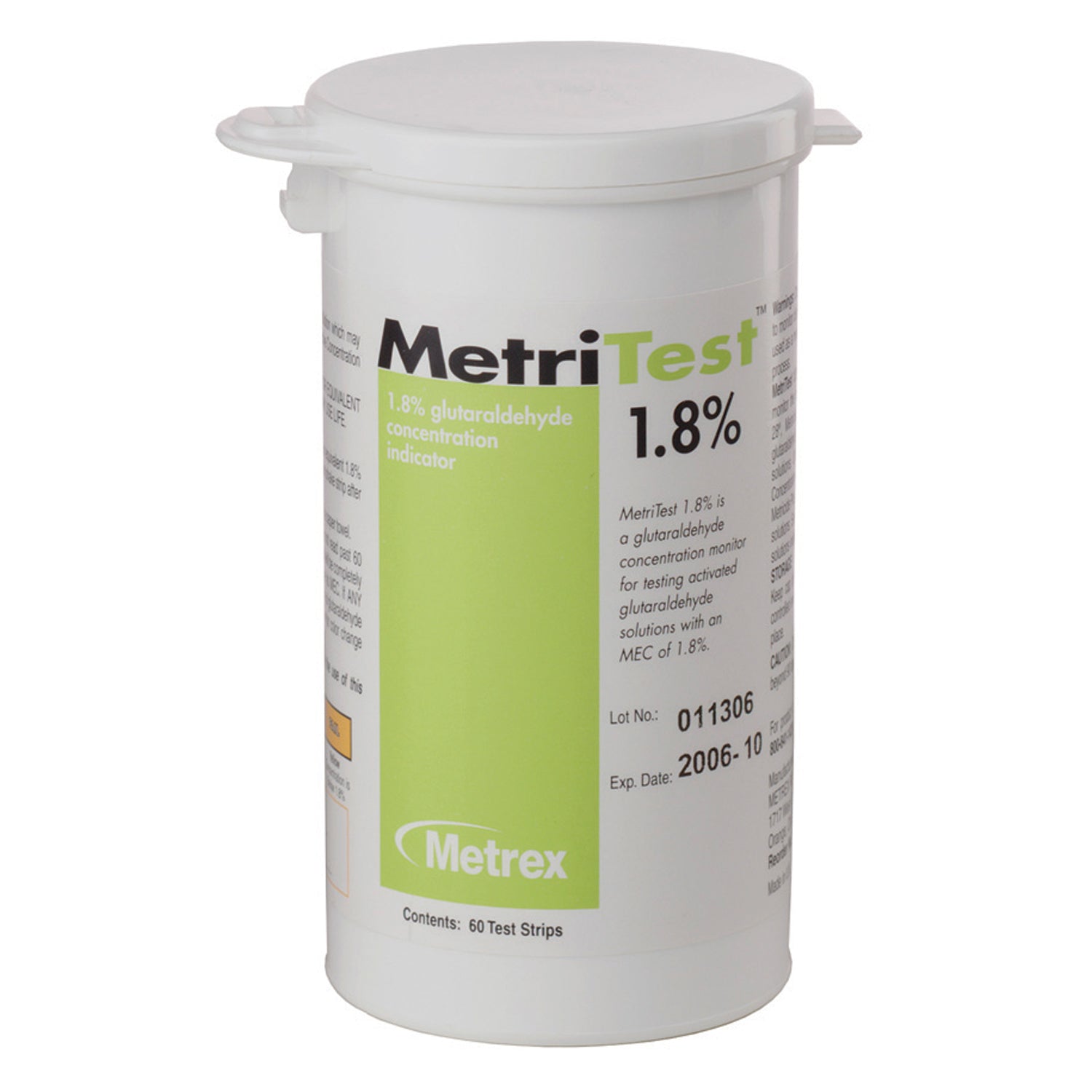 METREX METRITEST™ GLUTARALDEHYDE MetriTest 1.8, For 28 Day Use Life, 60 strips/bottle, 2 btl/cs