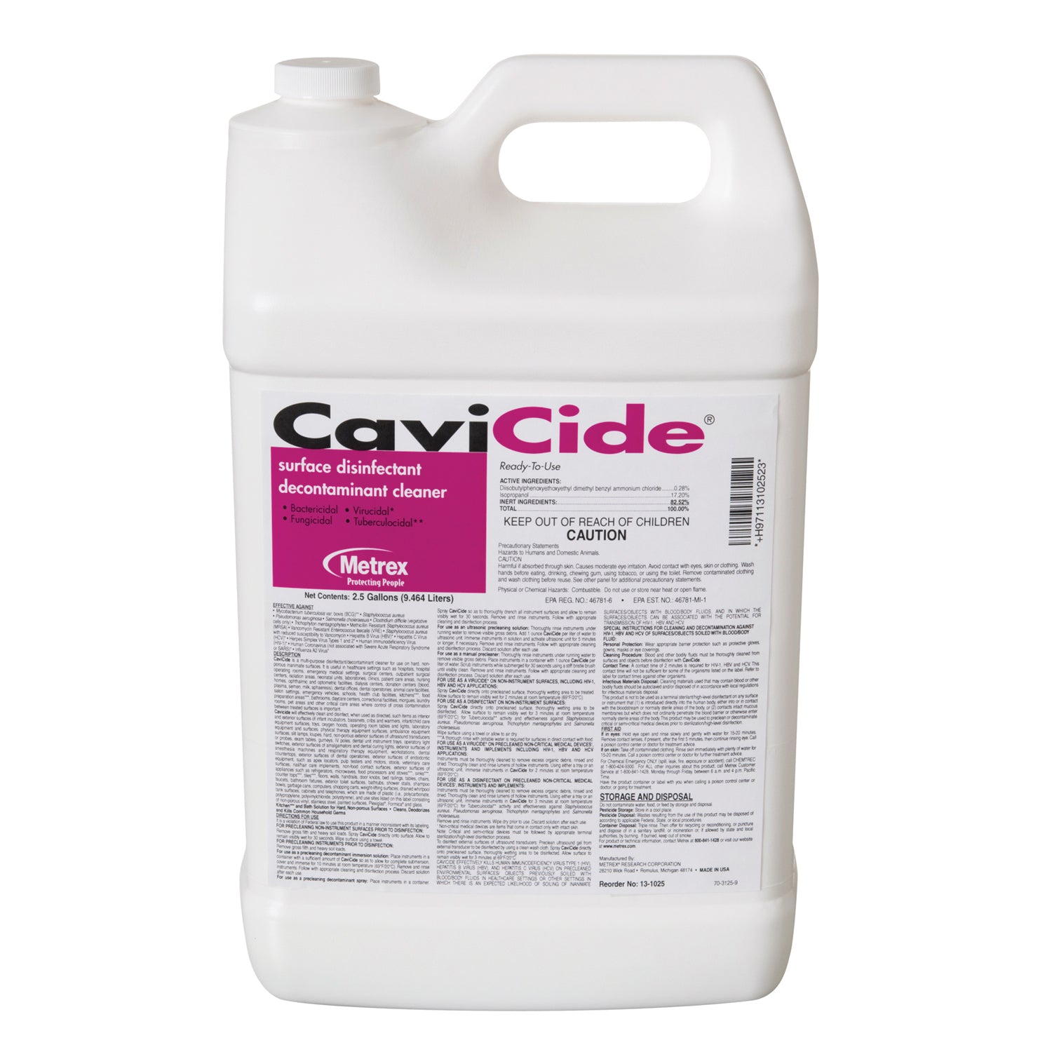 METREX CAVICIDE® SURFACE DISINFECTANT CaviCide 21/2 Gallon, 2/cs