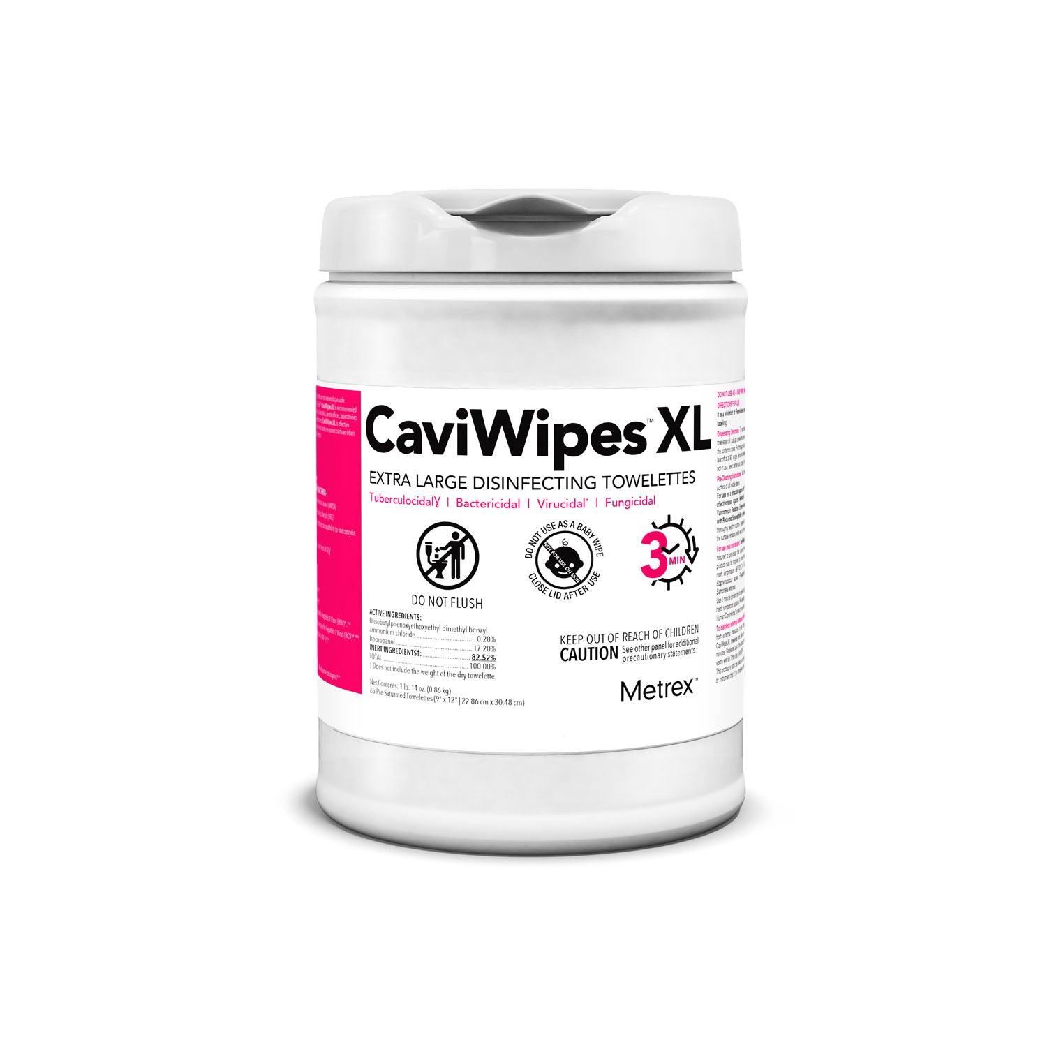 METREX CAVIWIPES™ DISINFECTING TOWELETTES XL CaviWipes, 65 Wipes, 12 canisters/cs
