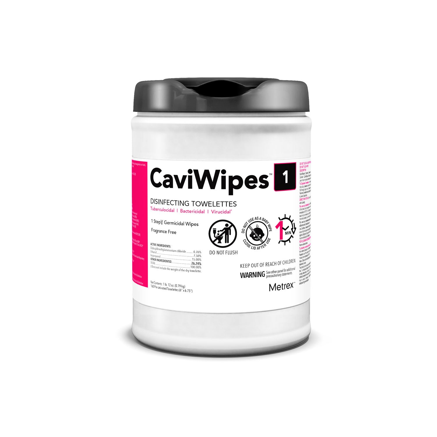 METREX CAVIWIPES1™ SURFACE DISINFECTANT "CaviWipes1™, 6\" x 63/4\", 160 ct/can, 12 can/cs "