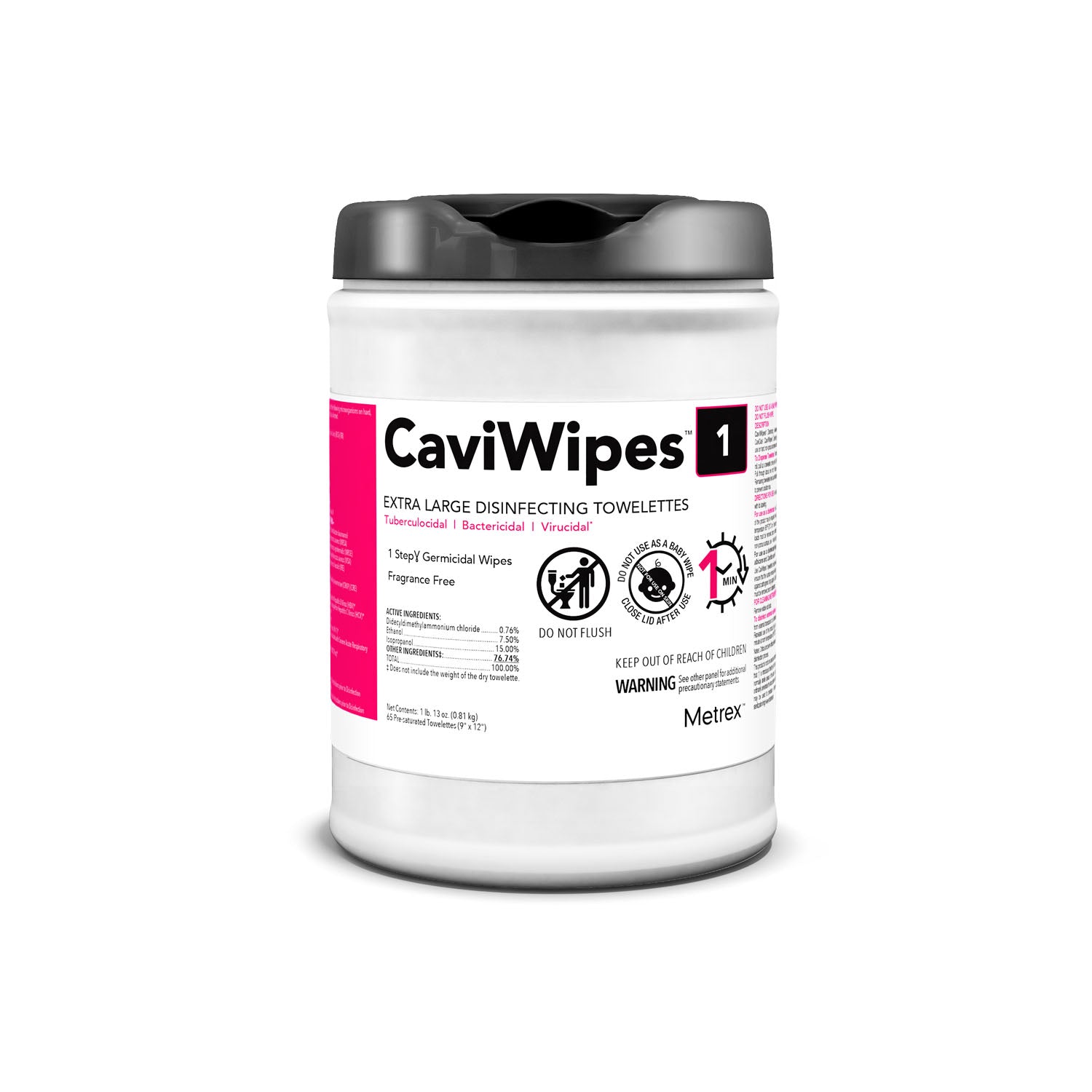 METREX CAVIWIPES1™ SURFACE DISINFECTANT "CaviWipes1™, 9\" x 12\", 65 ct/can, 12 can/cs "