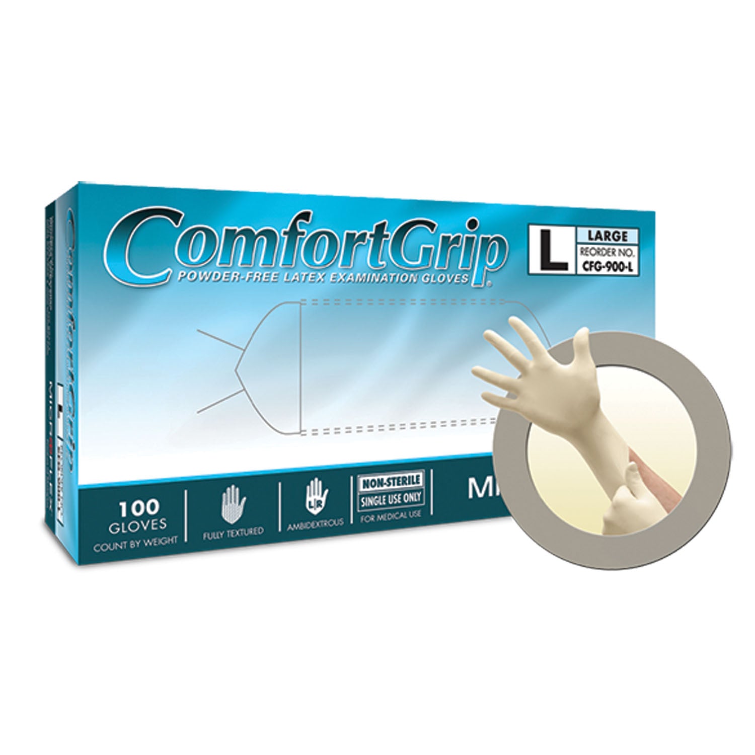 ANSELL MICROFLEX COMFORTGRIP® POWDER-FREE LATEX Exam Gloves, PF Latex, Textured, Small, 100/bx, 10 bx/cs