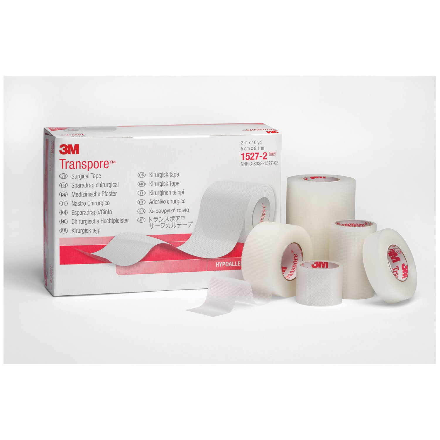 SOLVENTUM TRANSPORE™ SURGICAL TAPE "Surgical Tape, 1/2\" x 10 yds, Transparent 24 rl/bx, 10 bx/cs "