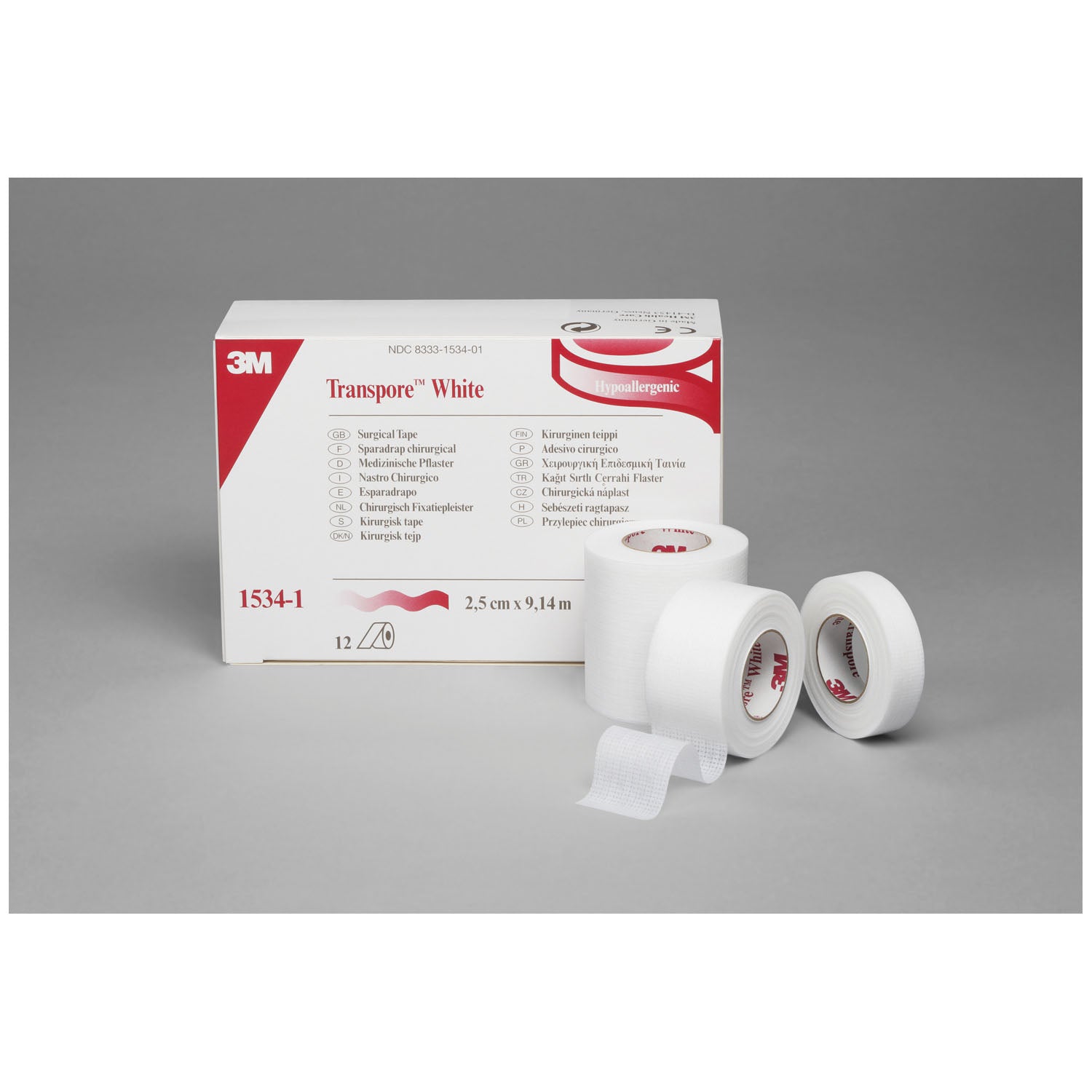 SOLVENTUM TRANSPORE™ WHITE DRESSING TAPE "White Dressing Tape, 1\" x 10 yds, 12/bx, 10 bx/cs "