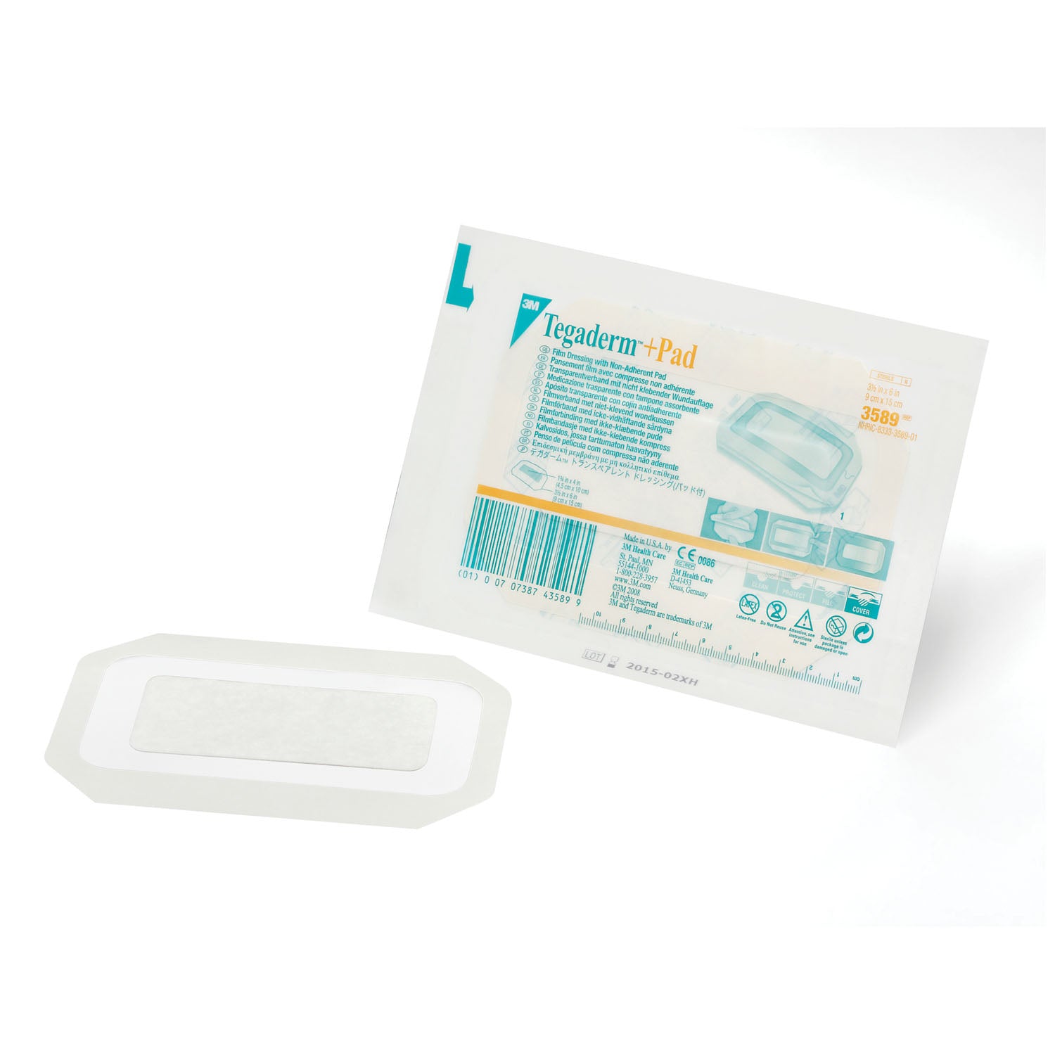 SOLVENTUM TEGADERM™ + PAD FILM DRESSING WITH NON-ADHERENT PAD "Transparent Dressing, 31/2\" x 6\", Pad Size 13/4\" x 4\", 25/bx, 4 bx/cs "