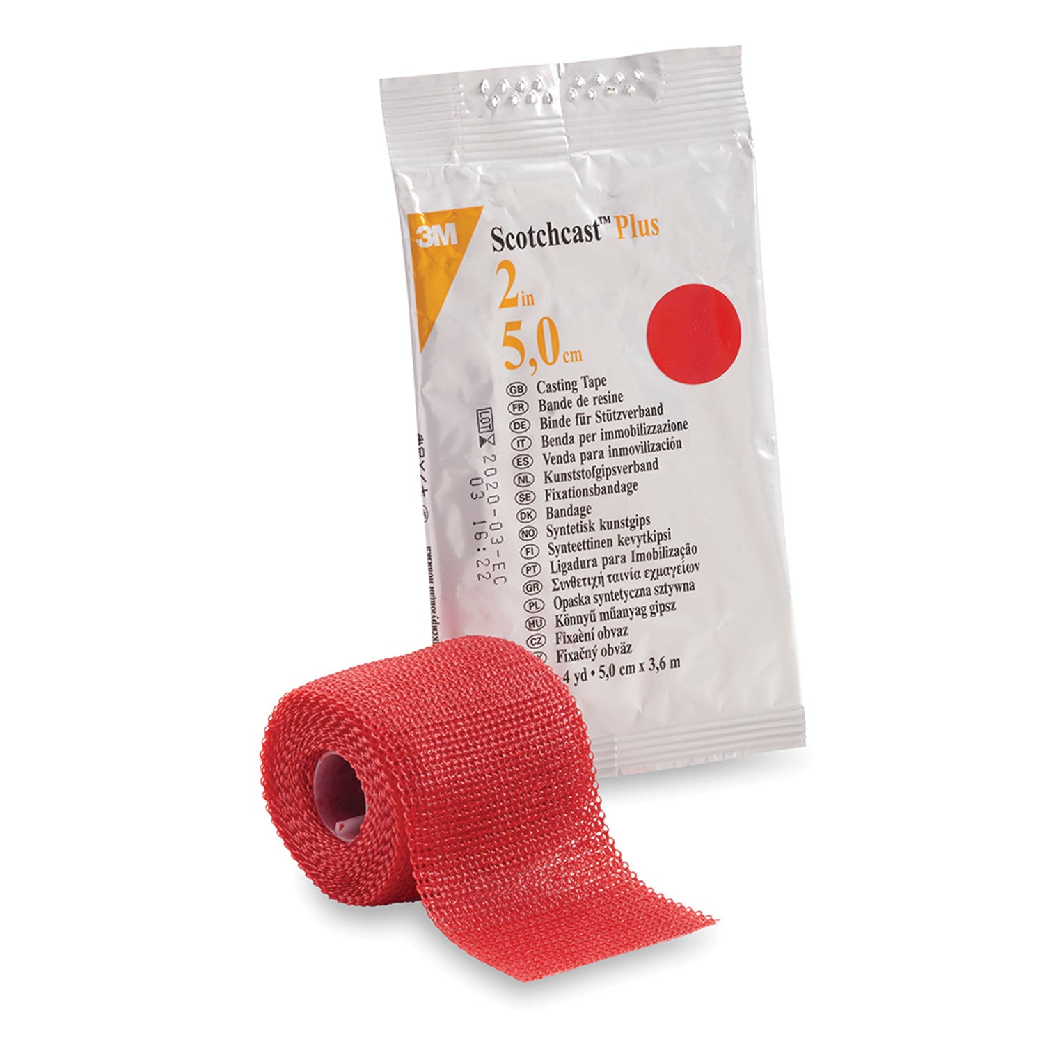 SOLVENTUM SCOTCHCAST™ PLUS CASTING TAPE "Plus Casting Tape, 2\" x 4 yds, Red, 10/cs "
