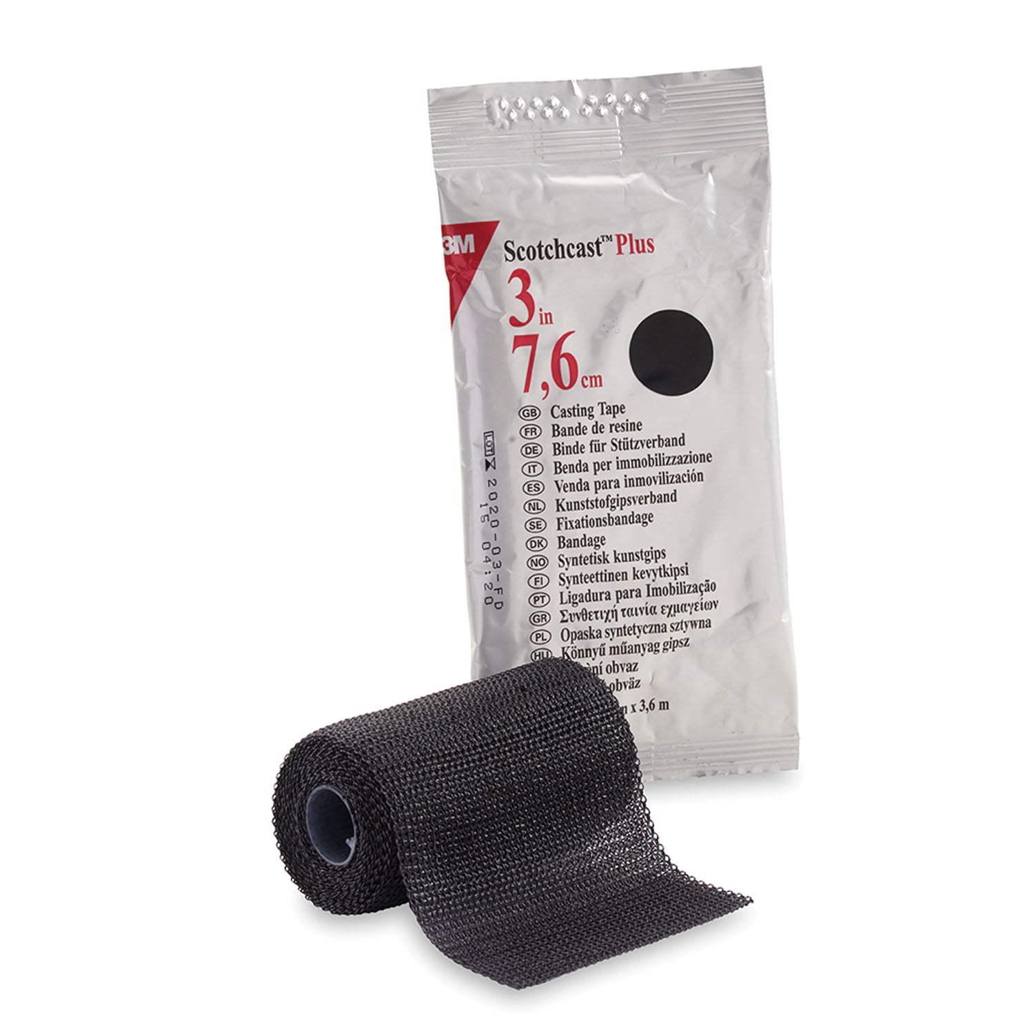 SOLVENTUM SCOTCHCAST™ PLUS CASTING TAPE "Plus Casting Tape, 3\" x 4 yds, Black, 10/cs "