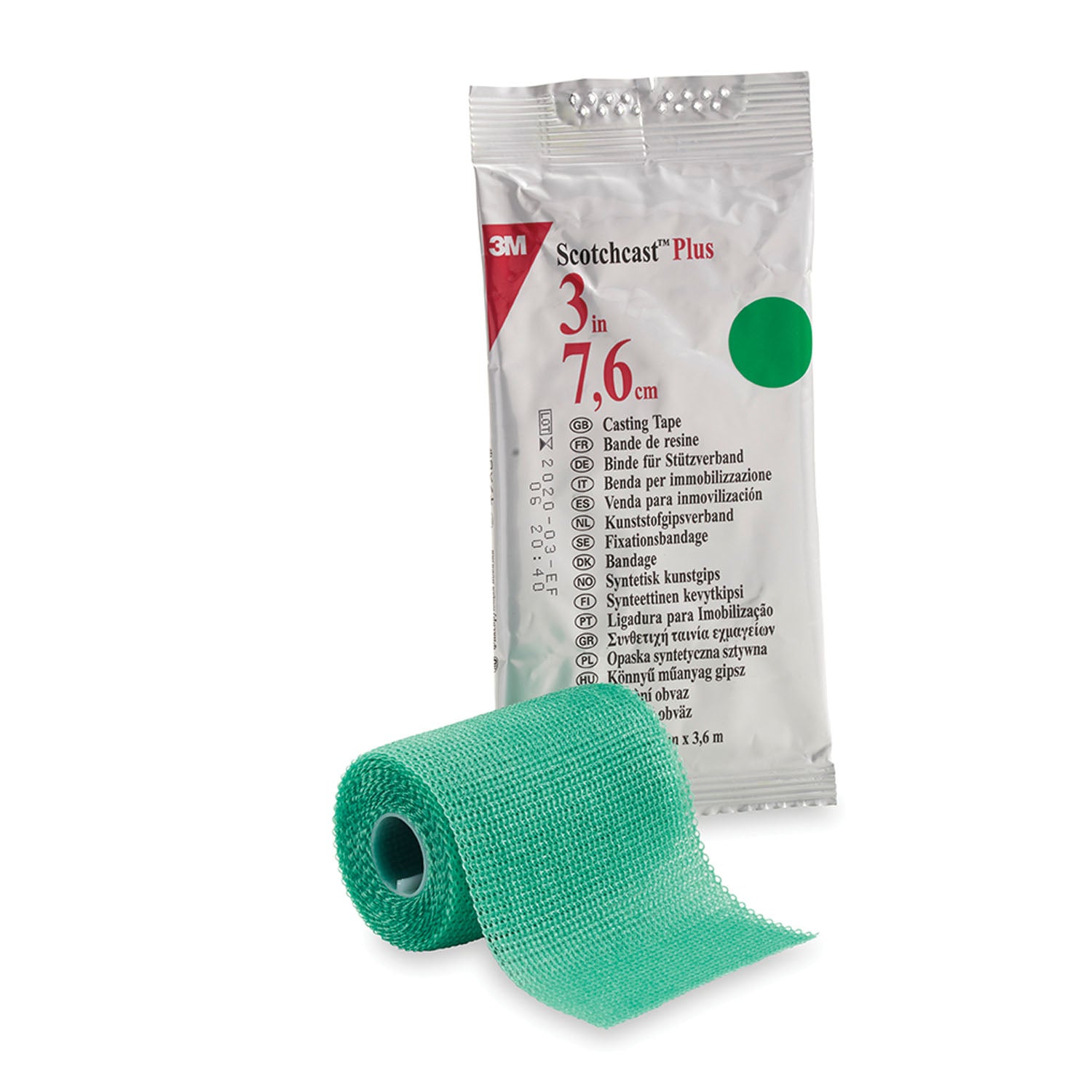 SOLVENTUM SCOTCHCAST™ PLUS CASTING TAPE "Plus Casting Tape, 3\" x 4 yds, Green, 10/cs "