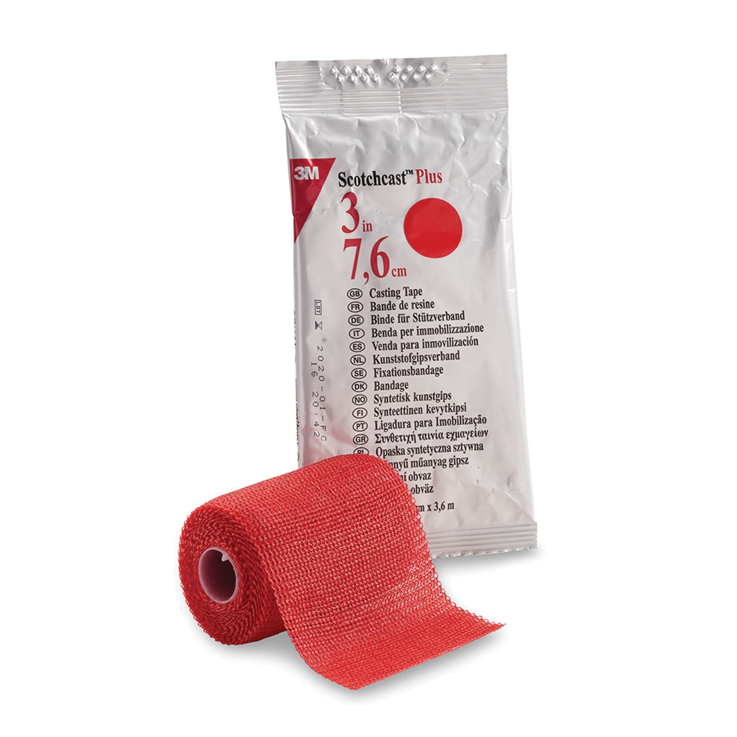 SOLVENTUM SCOTCHCAST™ PLUS CASTING TAPE "Plus Casting Tape, 3\" x 4 yds, Red, 10/cs "