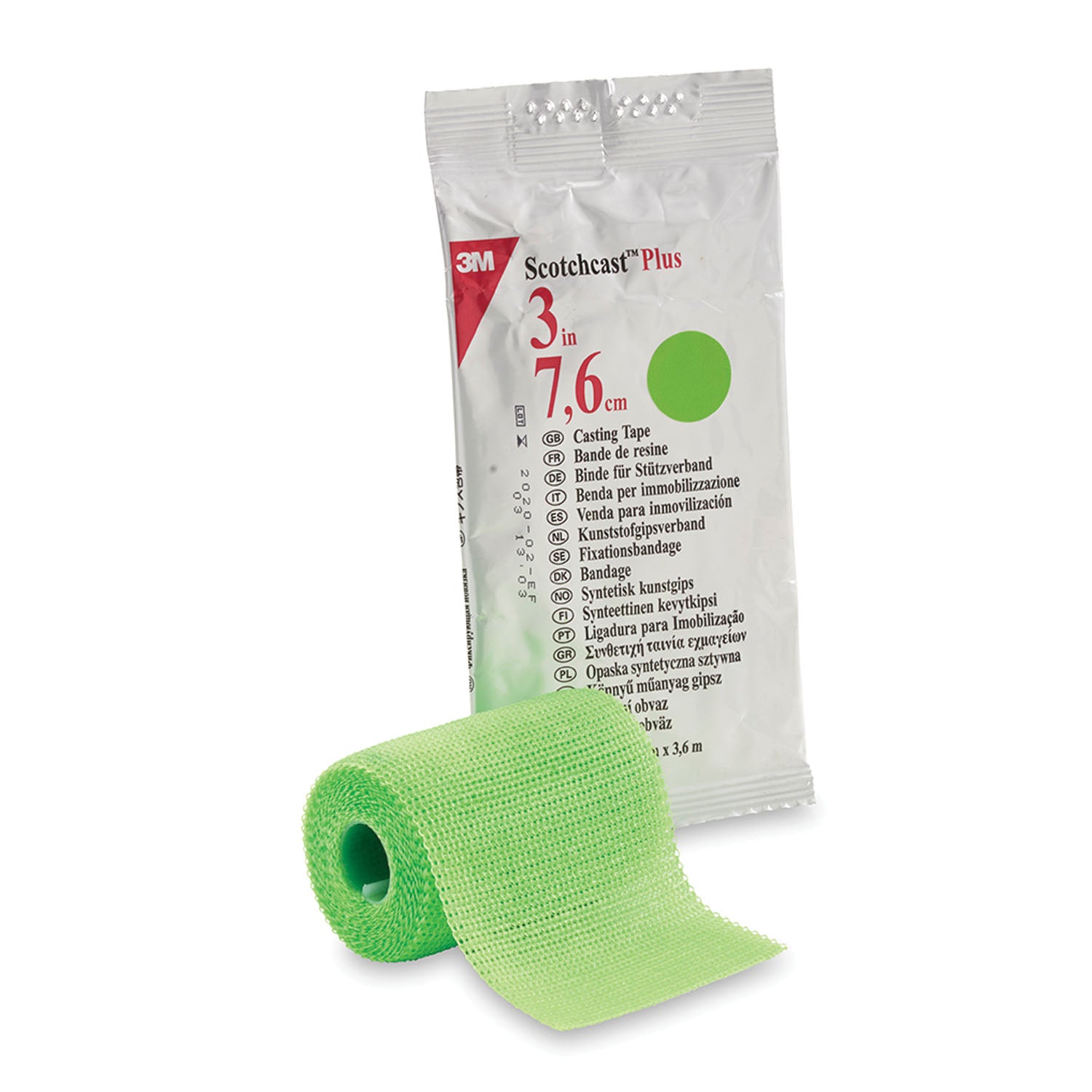 SOLVENTUM SCOTCHCAST™ PLUS CASTING TAPE "Plus Casting Tape, 3\" x 4 yds, Bright Green, 10/cs "