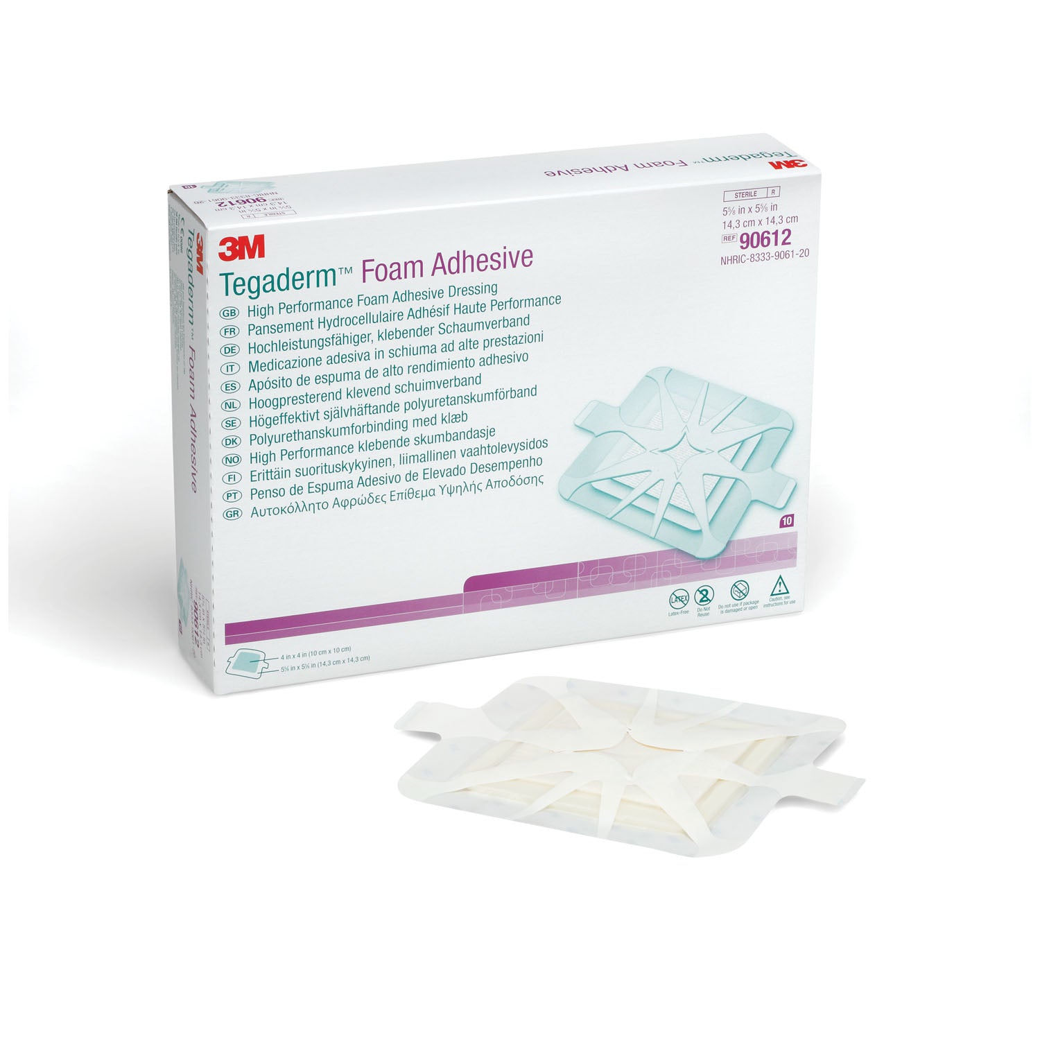 SOLVENTUM TEGADERM™ Foam Adhesive Dressing, 4” x 4”, Square, 10/bx, 4 bx/cs