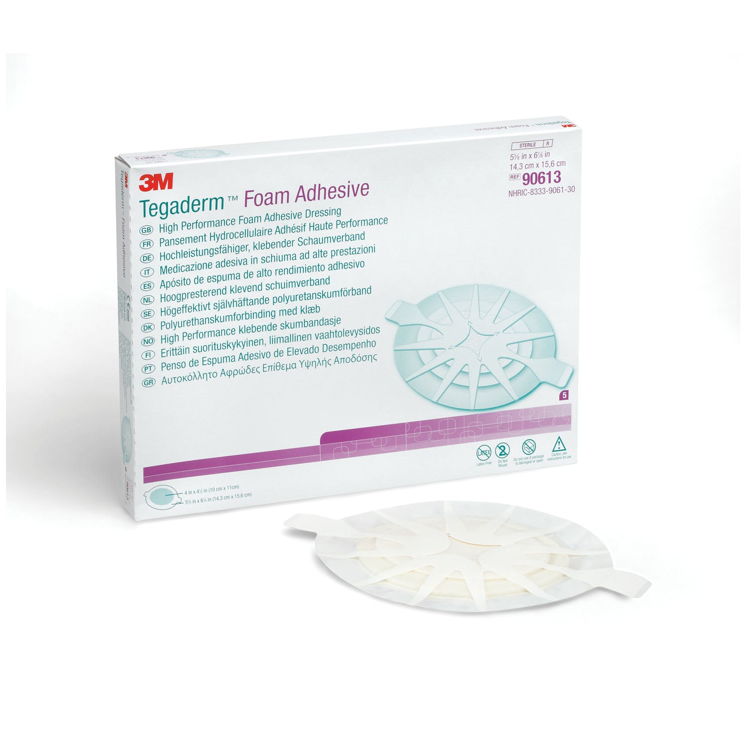 SOLVENTUM TEGADERM™ FOAM ADHESIVE DRESSING "Foam Adhesive Dressing, 5-5/8\" x 6-1/8\", Oval, 5/bx, 6 bx/cs "