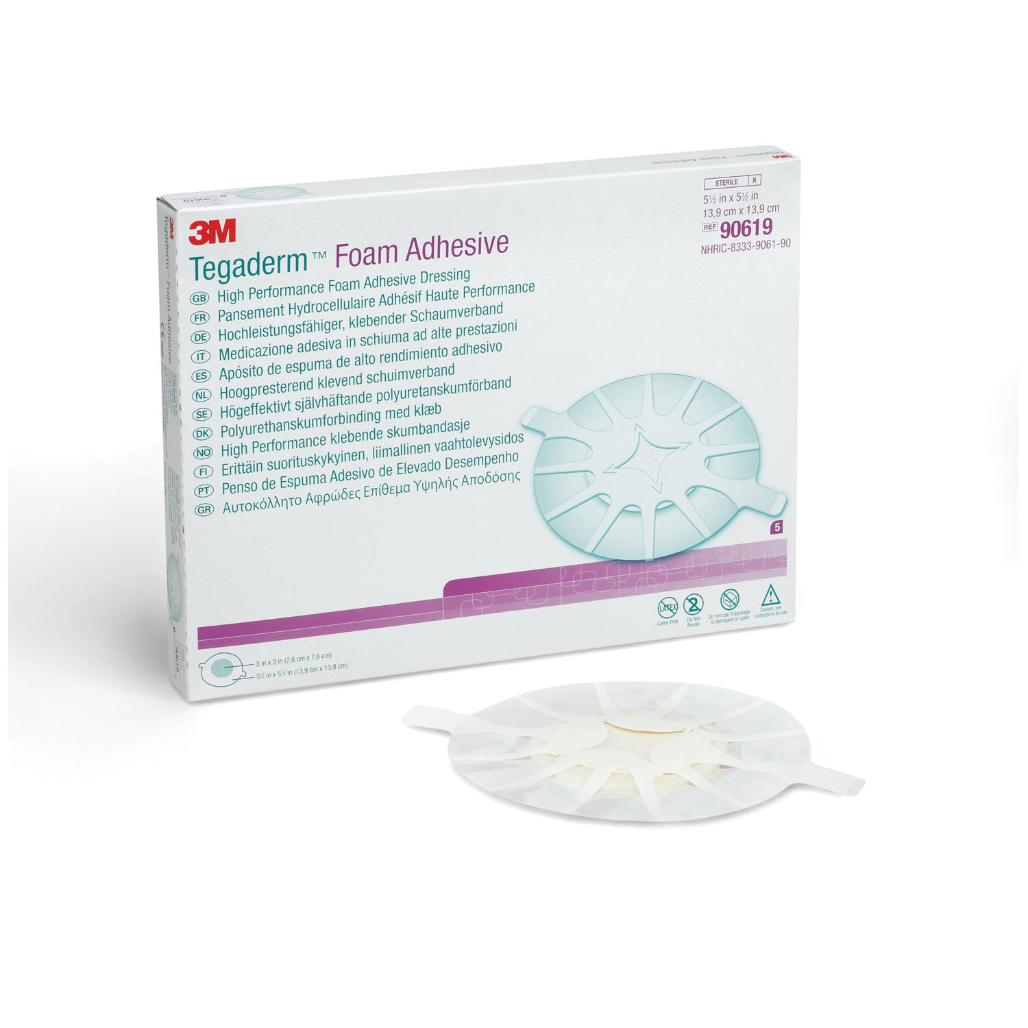 SOLVENTUM TEGADERM™ FOAM ADHESIVE DRESSING "Foam Adhesive Dressing, 5-1/2\" x 5-1/2\", Heel Design, 5/bx, 4 bx/cs "