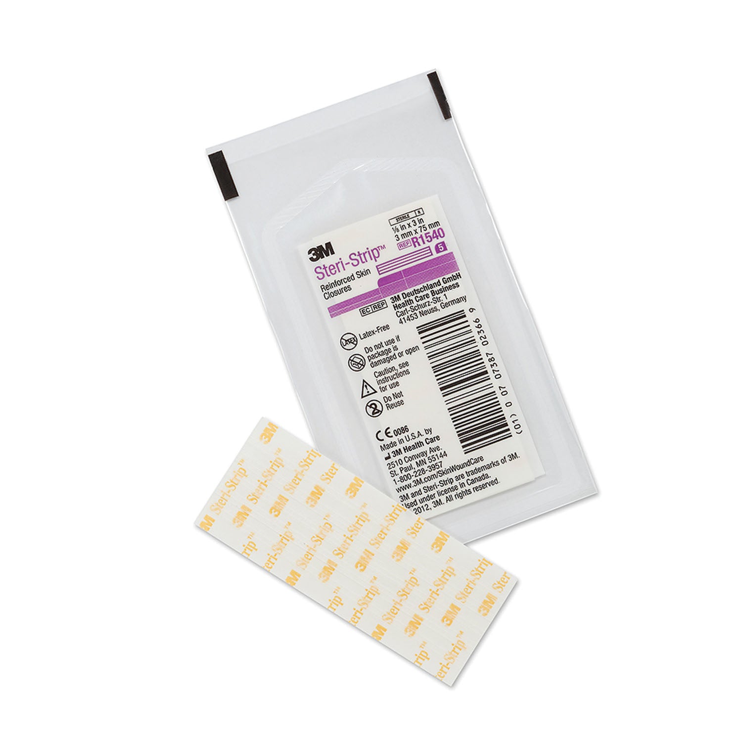 SOLVENTUM STERI-STRIP™ ADHESIVE SKIN CLOSURES "Reinforced Skin Closure, 1/8\" x 3\", 5 strips/env, 50 env/bx, 4 bx/cs "