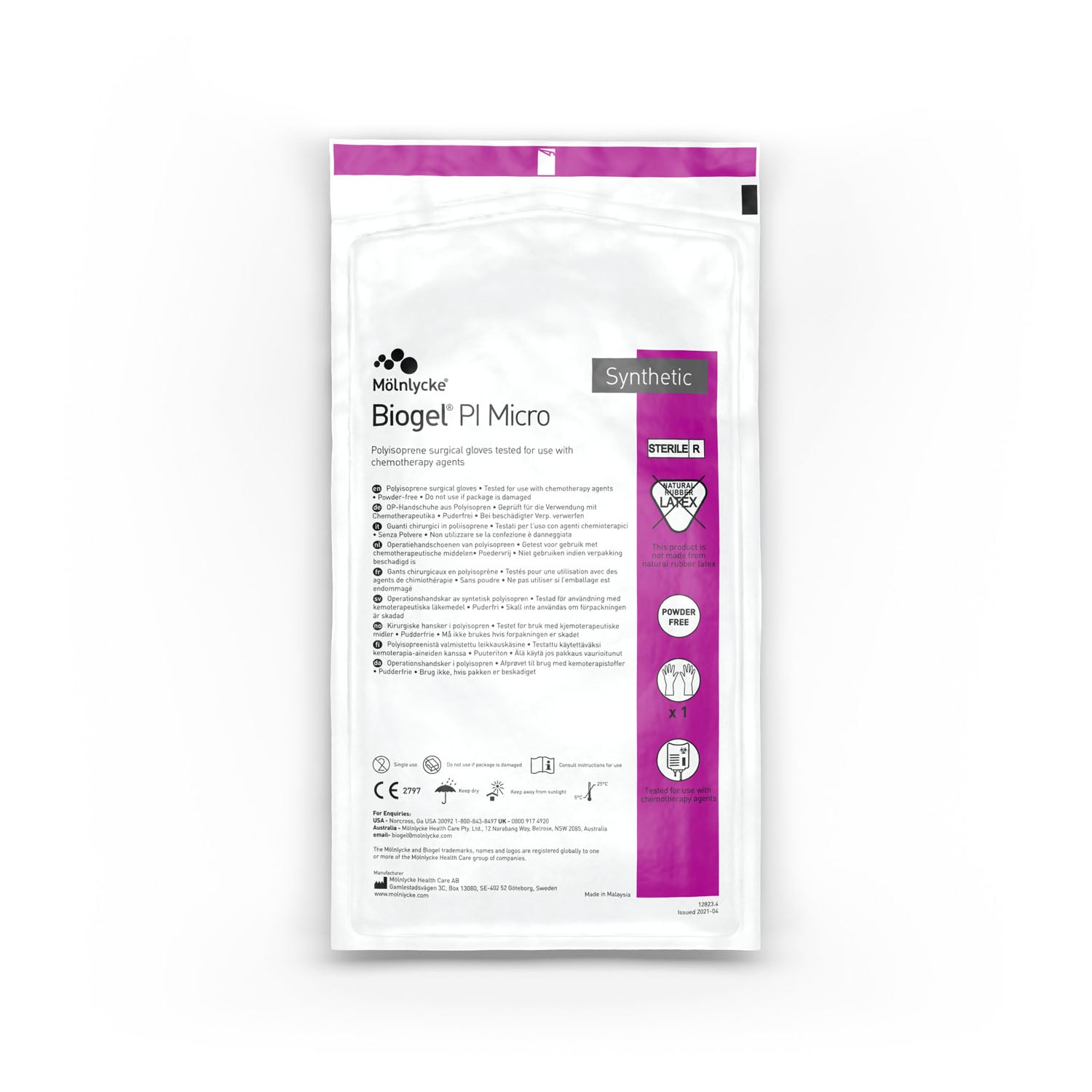 MOLNLYCKE BIOGEL® PI MICRO GLOVES Surgical Glove, Size 6.5, Sterile, Powder-Free, 50/bx, 4bx/cs