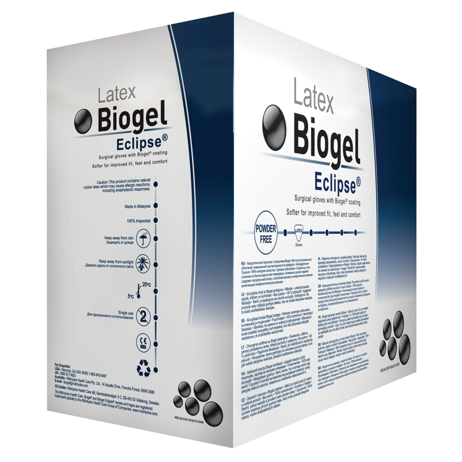 MOLNLYCKE BIOGEL® ECLIPSE® GLOVES Surgical Glove, Size 71/2, Sterile, Latex, Powder Free