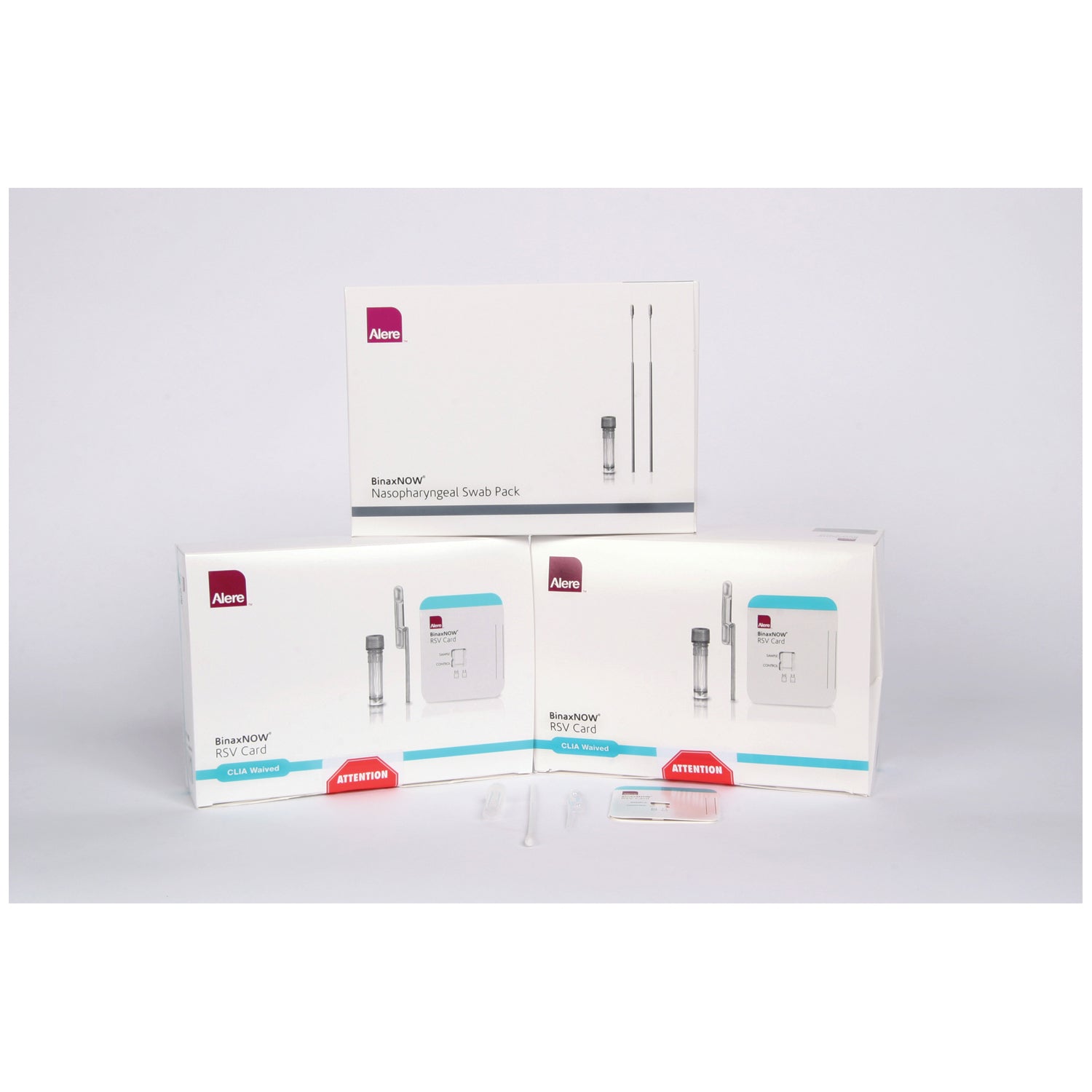 ALERE POC BINAXNOW® RSV KITS RSV Test Kit, CLIA Waived, Includes: 10 Test Devices, 11 Transfer Pipettes, 11 Elution Solution Vials, 10 NP Swabs, 1 Viral Negative Swab, 1 Positive Swab, 10 test/kit
