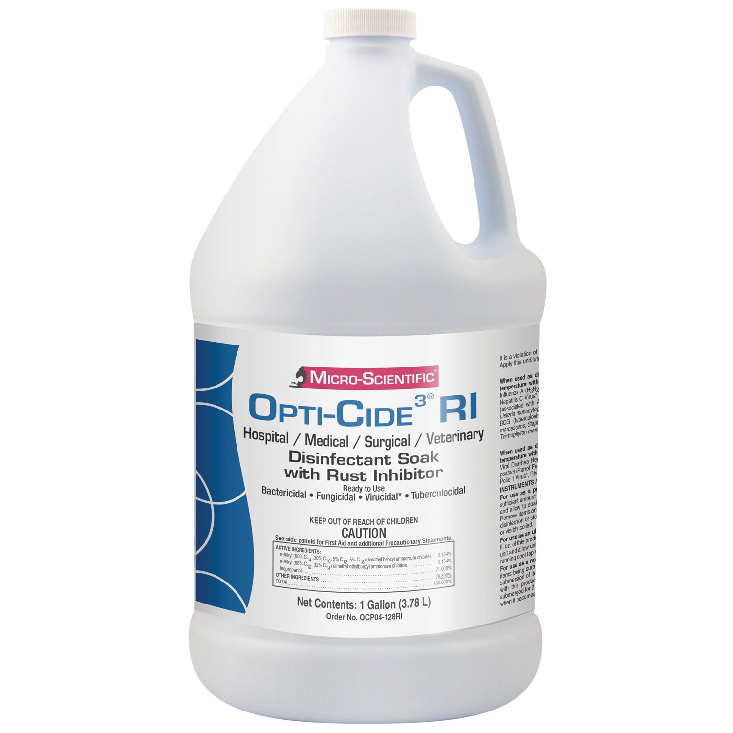 MICRO-SCIENTIFIC ® DISINFECTANT Opti-Cide3, 1 Gallon, Rust Inhibitor, Instrument Disinfectant, Pour Bottle, 4/cs (HAZMAT Fees Apply, cannot ship via Air or to AK, GU, HI, MP, PR, VI)