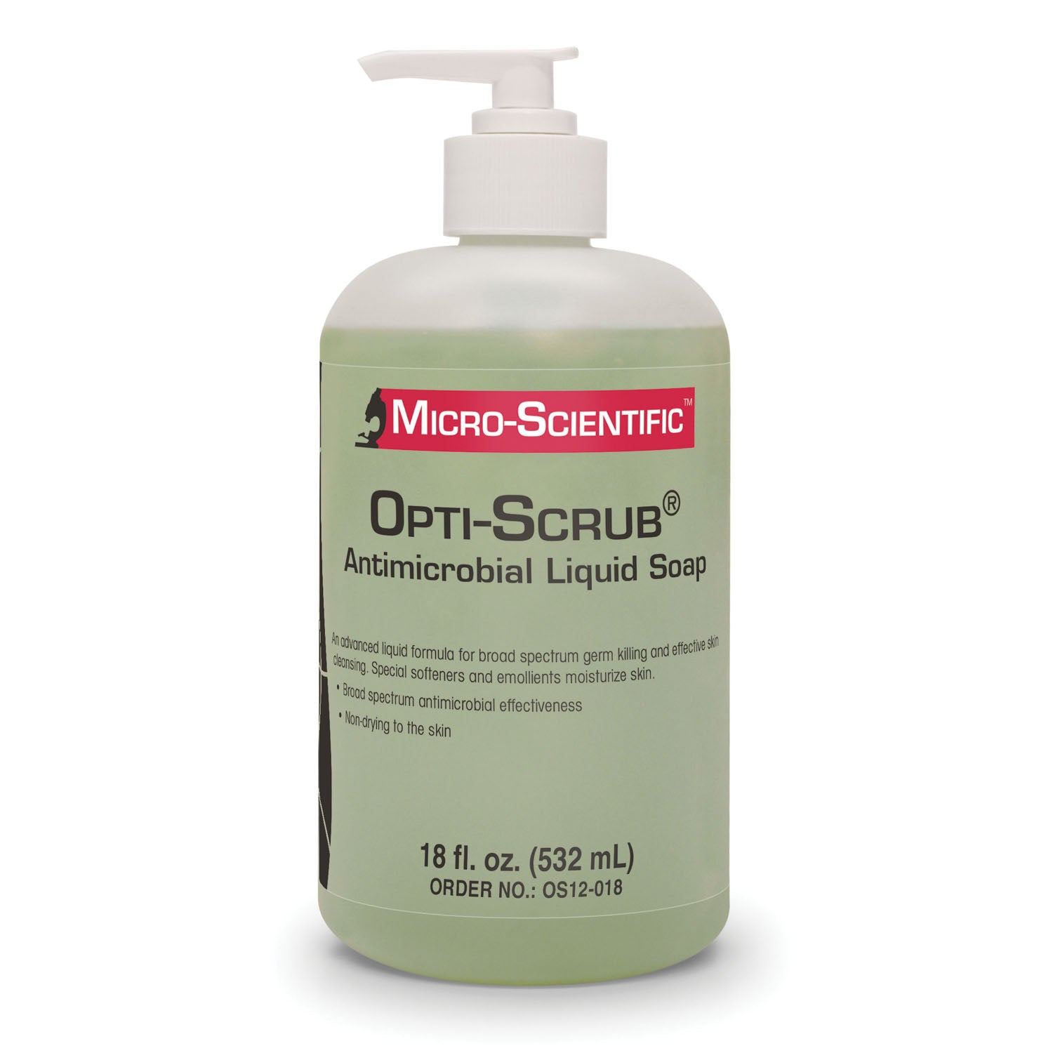 MICRO-SCIENTIFIC OPTI-SCRUB® SKIN CLEANSER Opti-Scrub® Liquid Antimicrobial Skin Cleanser, Pump Top, 18 oz, 12/cs