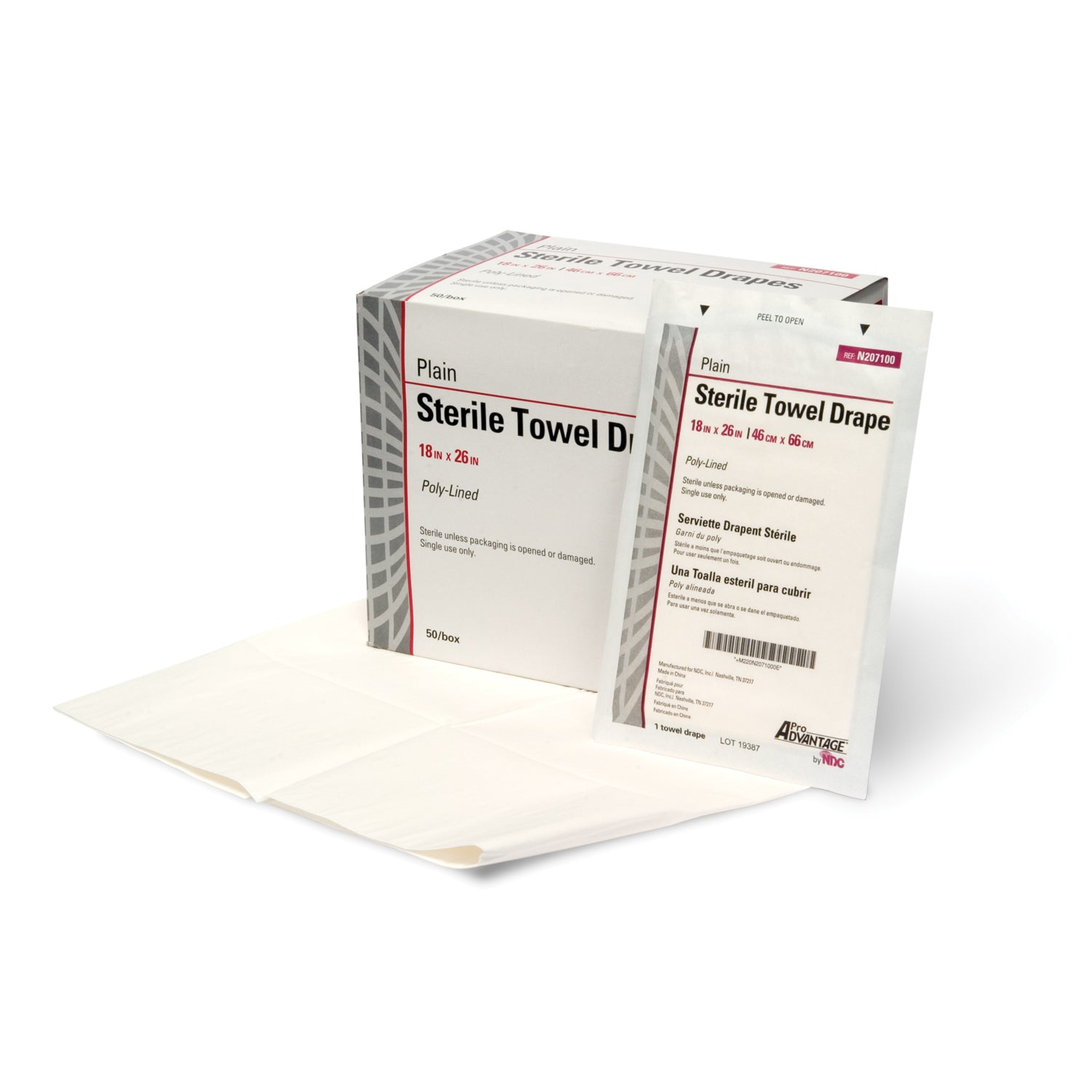 PRO ADVANTAGE® STERILE TOWEL DRAPE "Plain Towel Drape, 18\" x 26\", Folded To 41/2\" x 61/2\", Latex Free (LF), 50/bx, 6 bx/cs (40 cs/plt)"