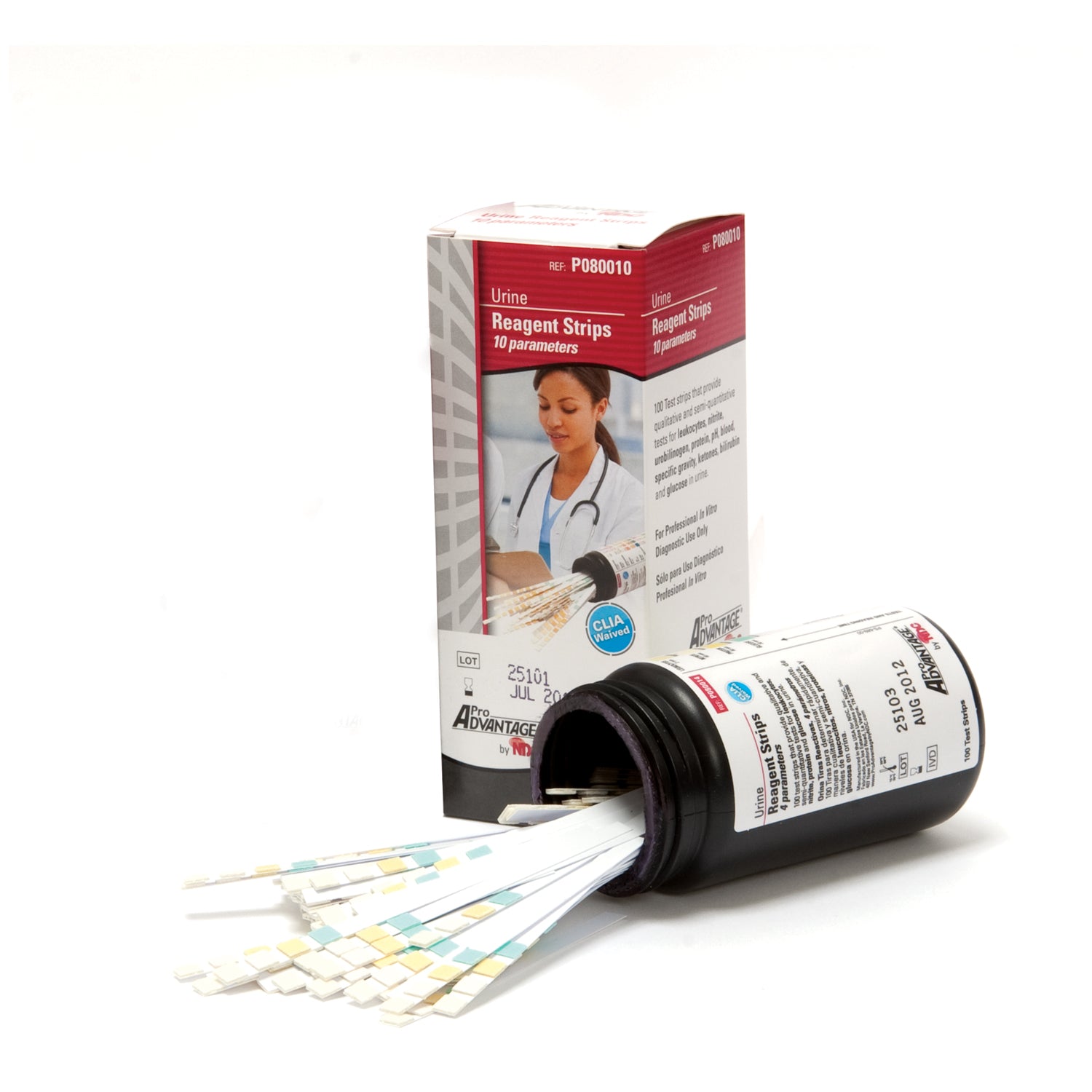 PRO ADVANTAGE® URINE REAGENT STRIPS Urine Reagent Strips, 10 Parameter, Leukocytes, Nitrite, Urobilinogen, Protein, pH, Blood, Specific Gravity, Ketone, Bilirubin, Glucose, CLIA Waived, 100/btl