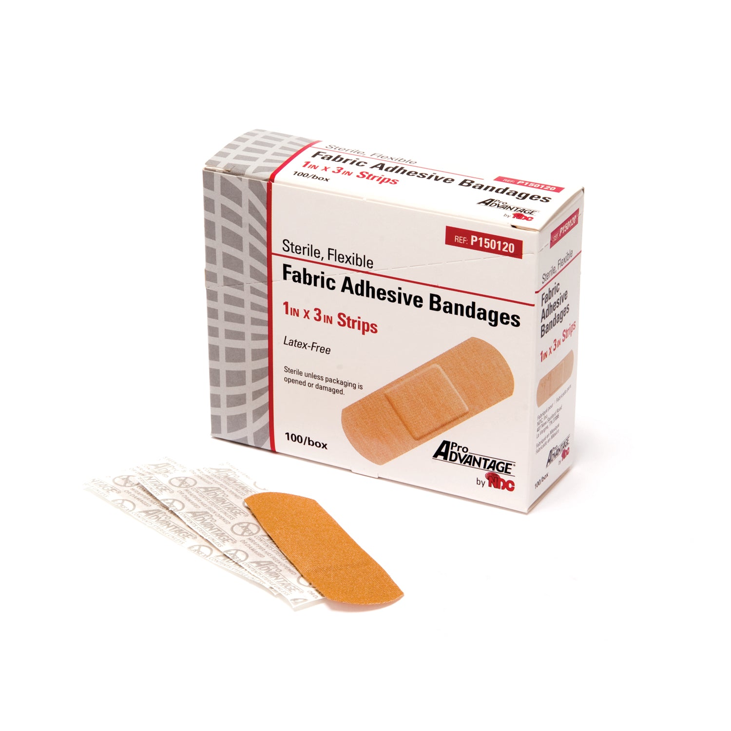 PRO ADVANTAGE® FABRIC ADHESIVE BANDAGE "Adhesive Bandage, Strips, 1\" x 3\", 100/bx, 12 bx/cs (240 cs/plt)"