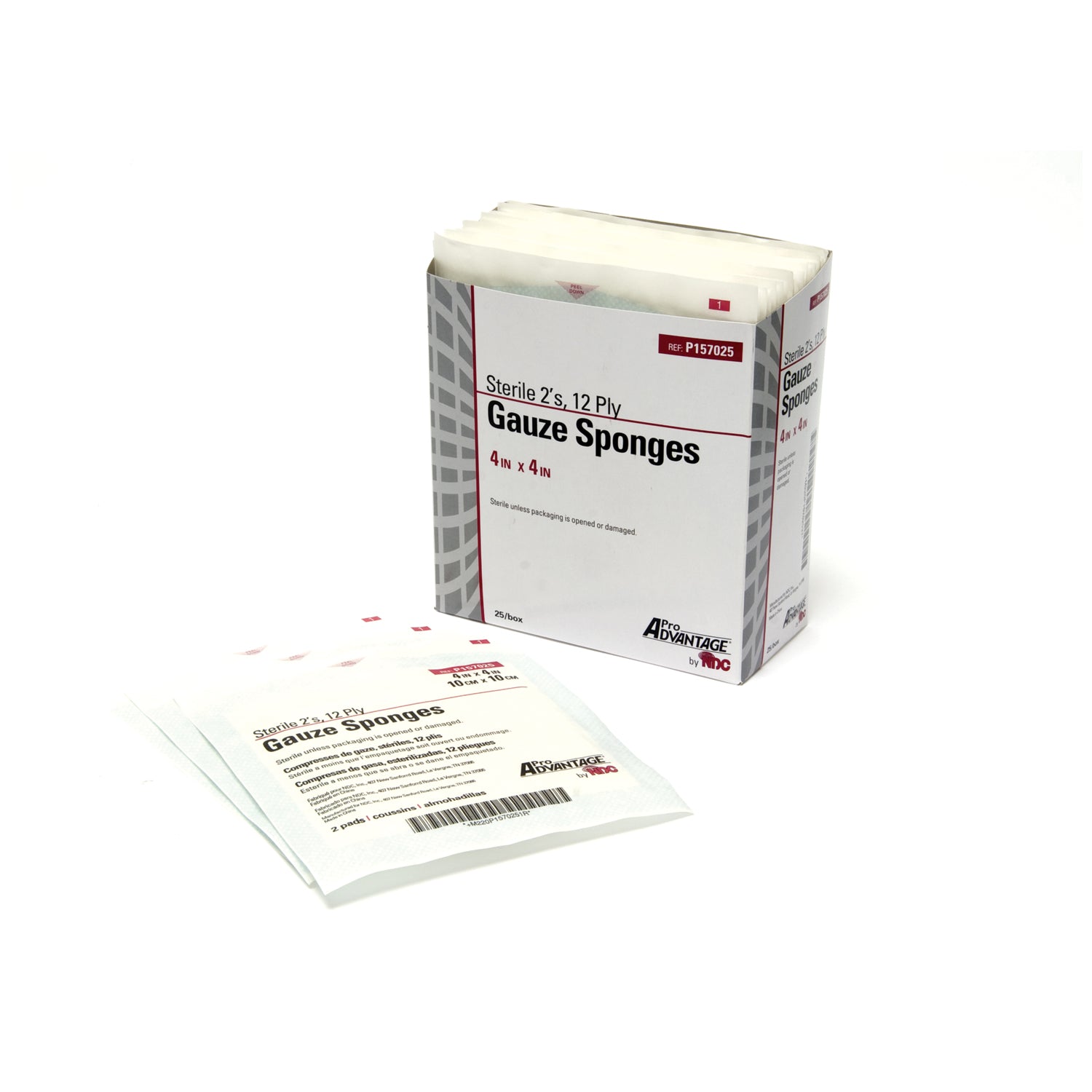 PRO ADVANTAGE® GAUZE SPONGES - STERILE "Gauze Sponge, 2s, 4\" x 4\", 12-Ply, Sterile, 25/tray, 24 tray/cs (50 cs/plt)"