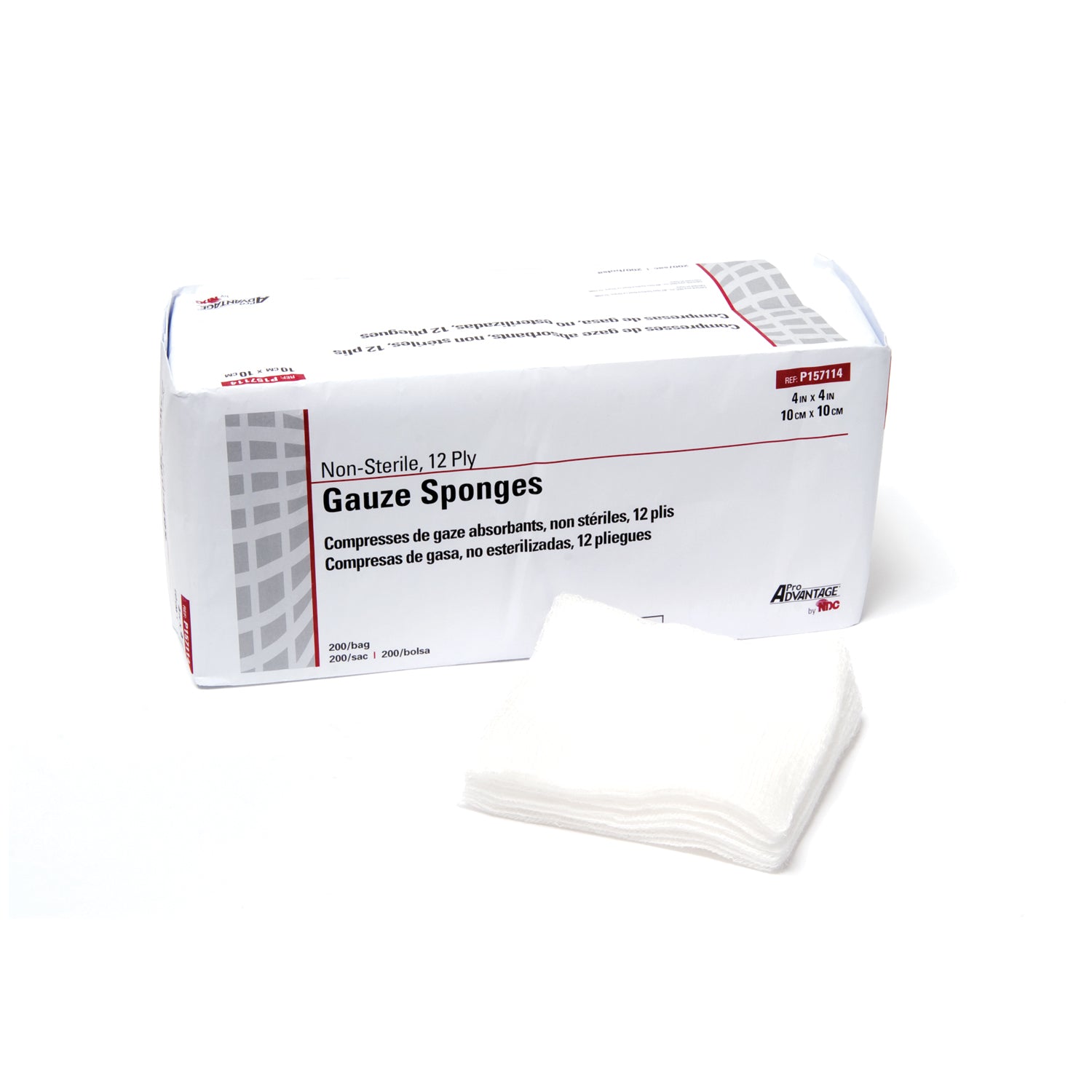 PRO ADVANTAGE® GAUZE SPONGES - NON-STERILE "Gauze Sponge, 4\" x 4\", 12-Ply, Non-Sterile, 200/sleeve, 10 slv/cs (70 cs/plt)"