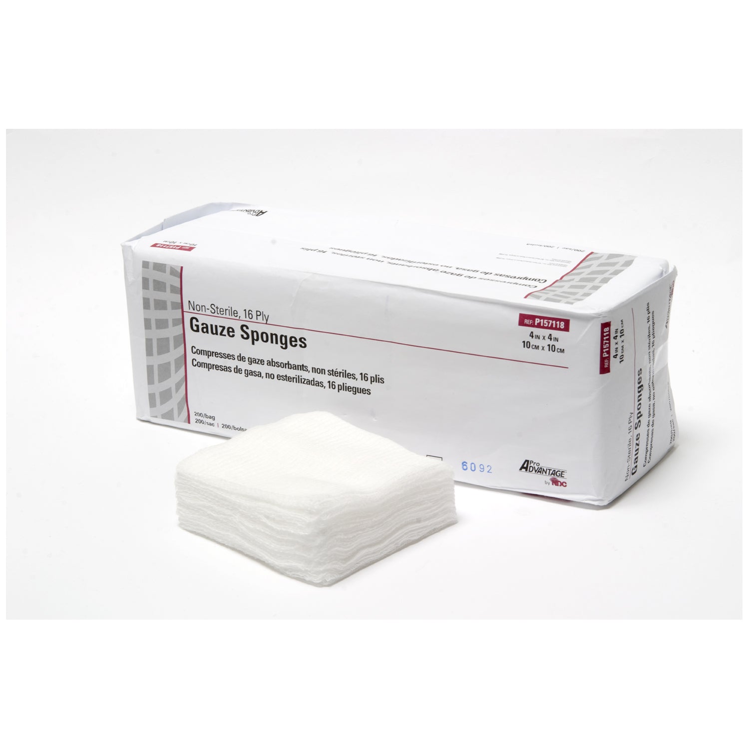 PRO ADVANTAGE® GAUZE SPONGES - NON-STERILE "Gauze Sponge, 4\" x 4\", 16-Ply, Non-Sterile, 200/sleeve, 10 slv/cs (50 cs/plt)"