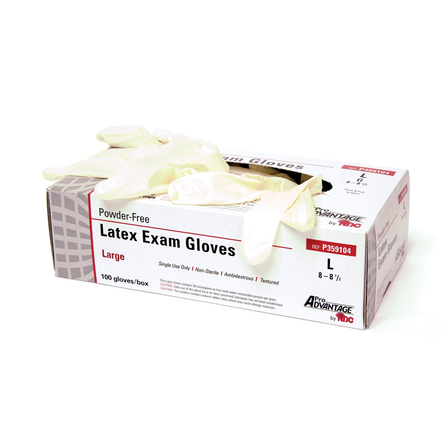 PRO ADVANTAGE® LATEX POWDER-FREE EXAM GLOVES Latex Exam Glove, Powder Free (PF), Medium, 100/bx, 10 bx/cs (75 cs/plt)