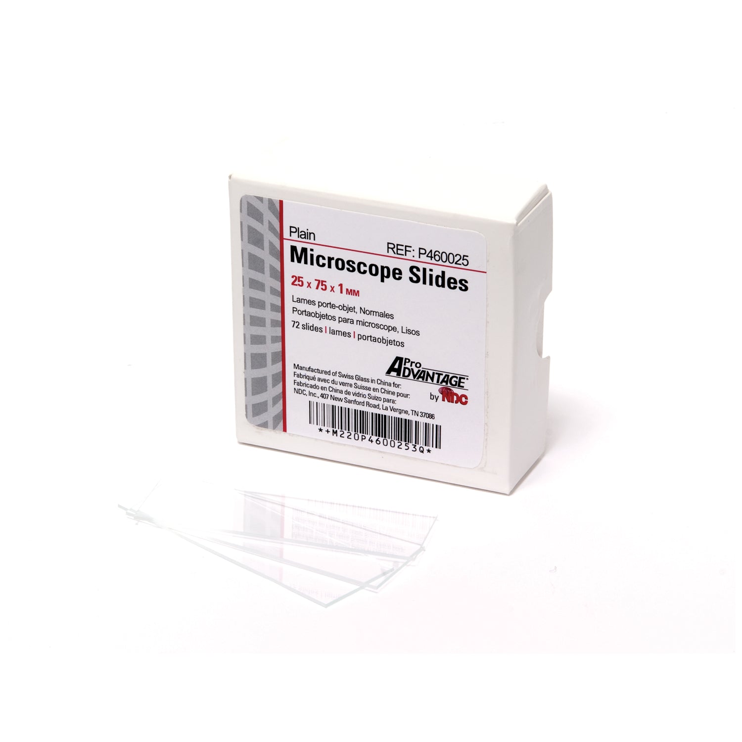 PRO ADVANTAGE® MICROSCOPE SLIDES Plain Microscope Slides, 75mm x 25mm, 72/bx, 20 bx/cs