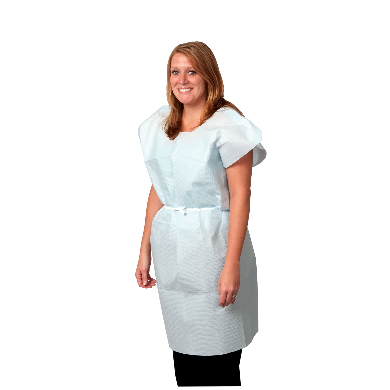 PRO ADVANTAGE® EXAM GOWN "Exam Gown, Tissue/ Poly/ Tissue, 30\" x 42\", Blue, Traditional Front/ Back Opening, 50/cs (110 cs/plt)"