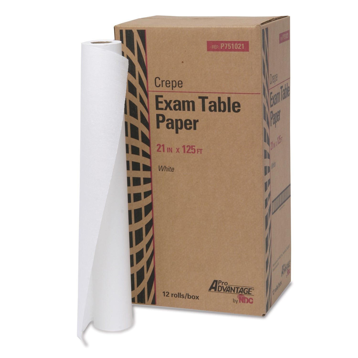 PRO ADVANTAGE® EXAM TABLE PAPER "Exam Table Paper, 21\" x 125 ft, White, Crepe, 12/cs (48 cs/plt) (020209)"