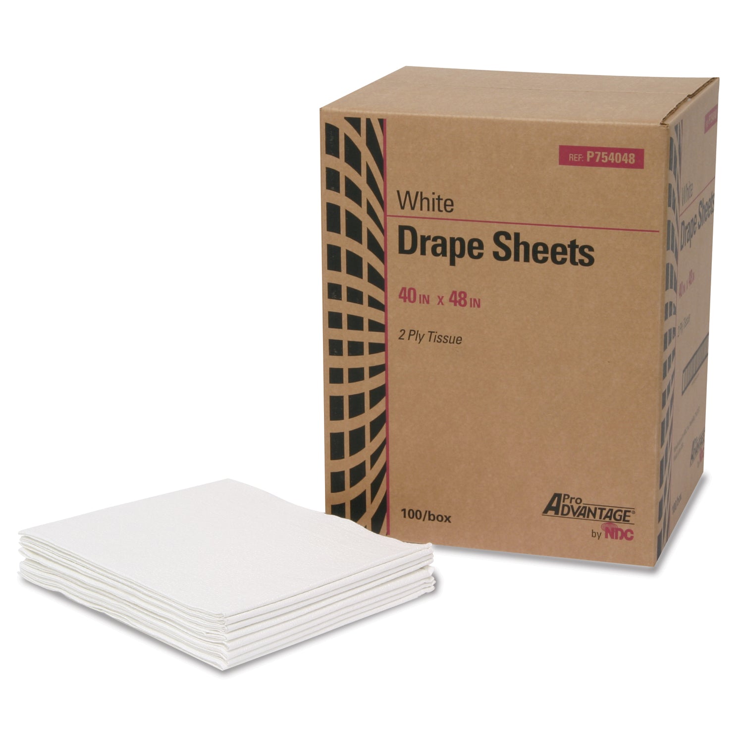 PRO ADVANTAGE® DRAPE SHEET "Drape Sheet, 2-Ply, Tissue, 40\" x 48\", White, 100/cs (60 cs/plt) (020216)"