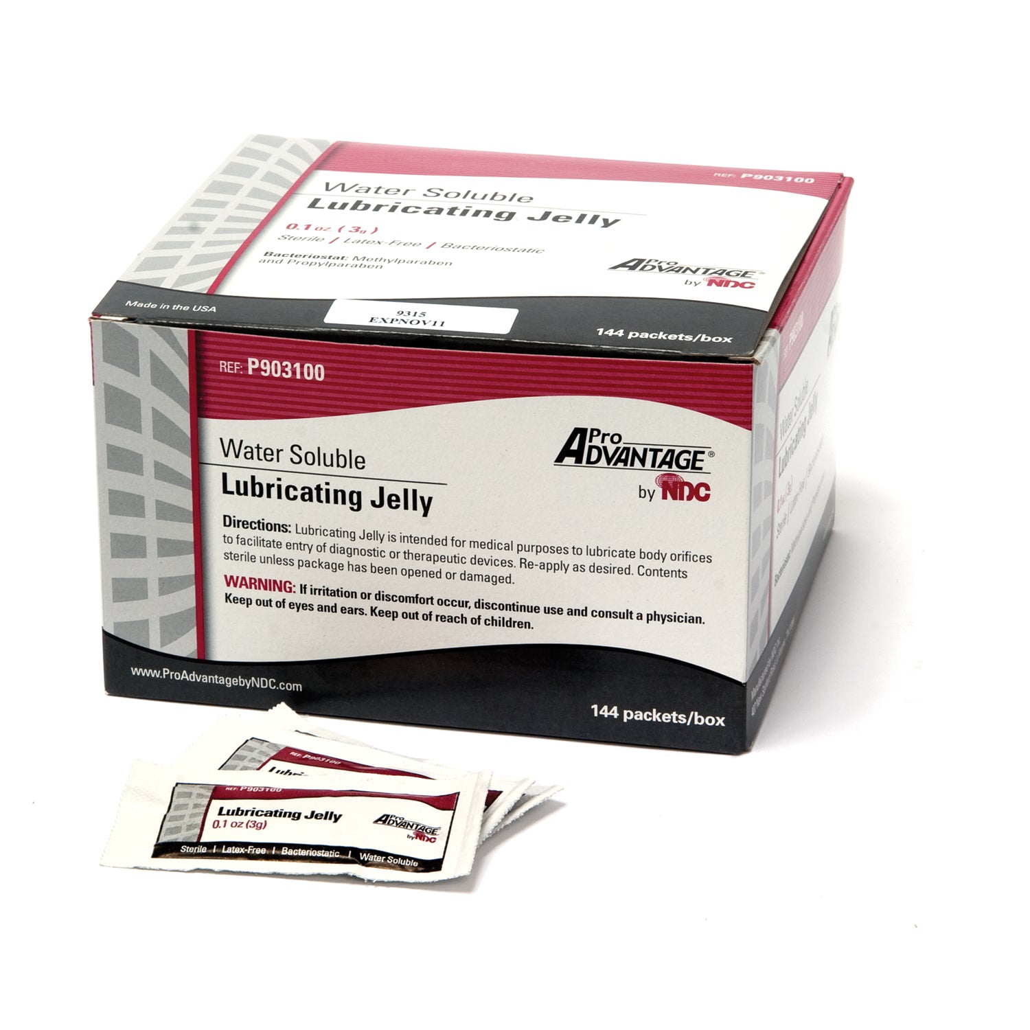 PRO ADVANTAGE® LUBRICATING JELLY Lubricating Jelly Packet, 3gm, Sterile, 144/bx, 12 bx/cs (66 cs/plt)
