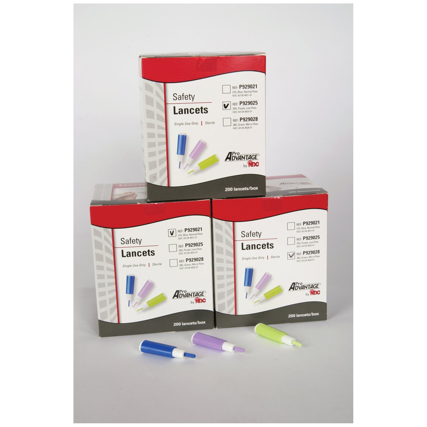 PRO ADVANTAGE® PRESSURE ACTIVATED Safety Lancet, 28G, Micro Flow, 1.2mm Depth, Green, 200/bx (While Supplies Last)