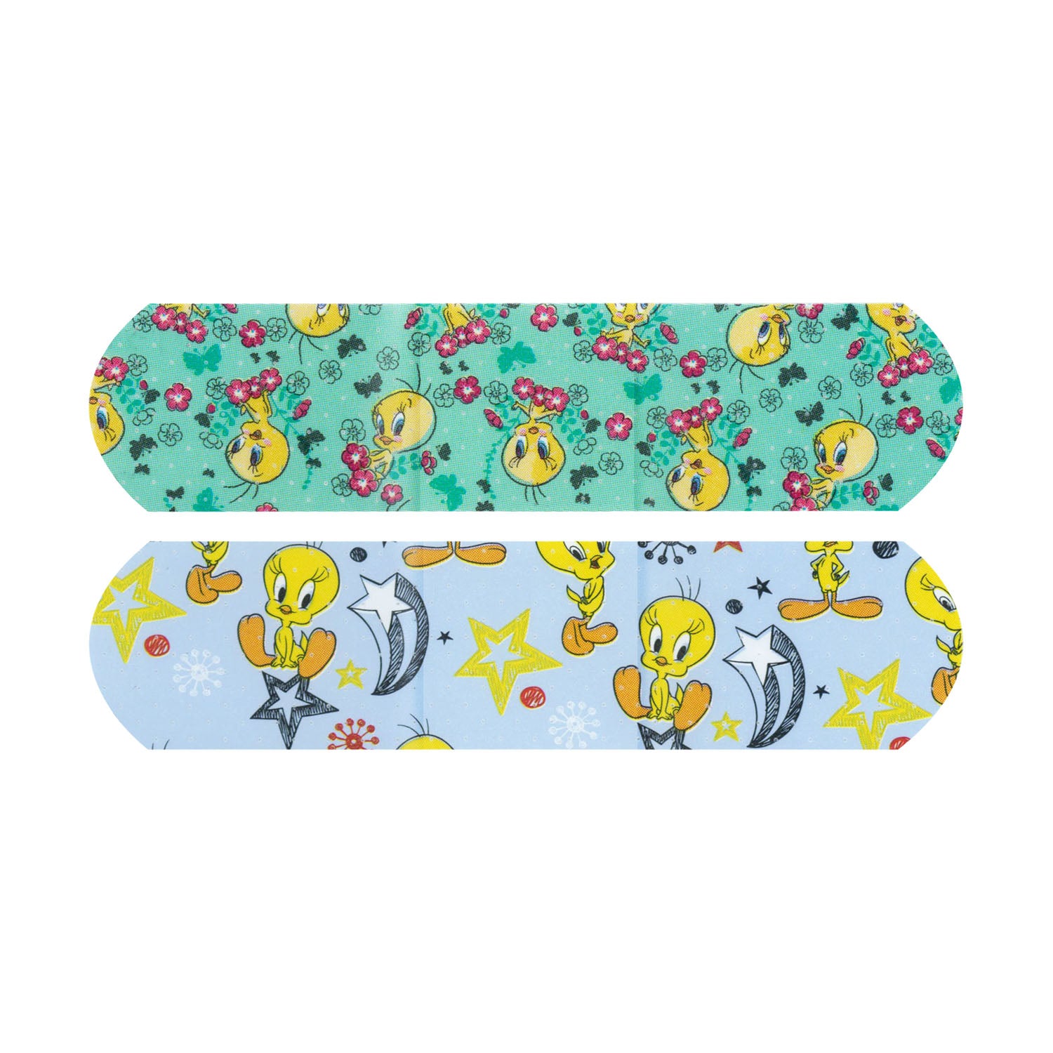 DUKAL Children‘s CHARACTER ADHESIVE BANDAGES "Stat Strip® Adhesive Bandage, Looney Tunes™ Tweety™ Flowers Assorted Red/Blue, 3/4\" x 3\", Stat Strip®, 100/bx, 12 bx/cs "