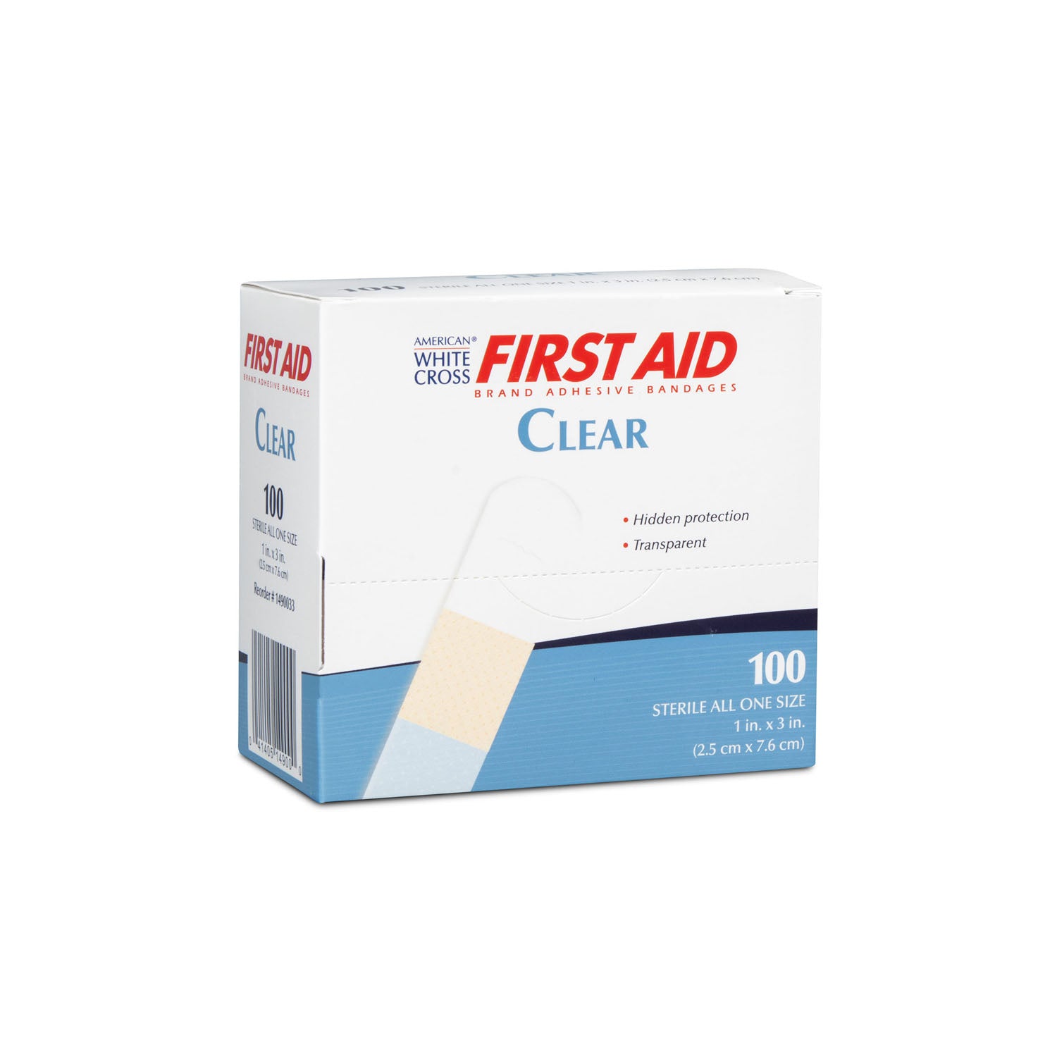 DUKAL FIRST AID® ADHESIVE BANDAGES Clear Strip Adhesive Bandage, 1" x 3", 100/bx, 12 bx/cs