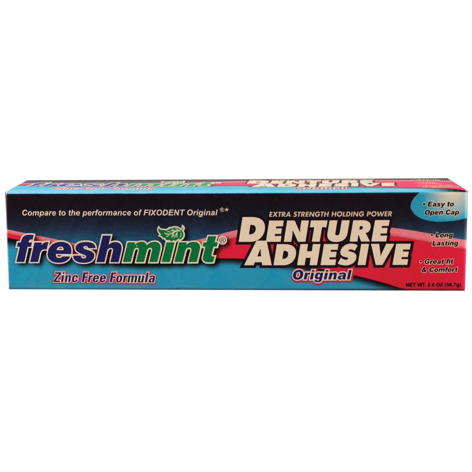 NEW WORLD IMPORTS FRESHMINT® Denture Adhesive, Freshmint, 2 oz, Zinc-Free Formulation, Compared to the Performance of Fixodent Original®, 72/cs