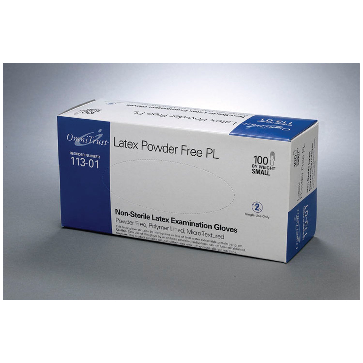 OMNI INTERNATIONAL OMNITRUST™ LATEX POWDER FREE PL EXAMINATION GLOVE Exam Glove, Latex, Small, Powder Free