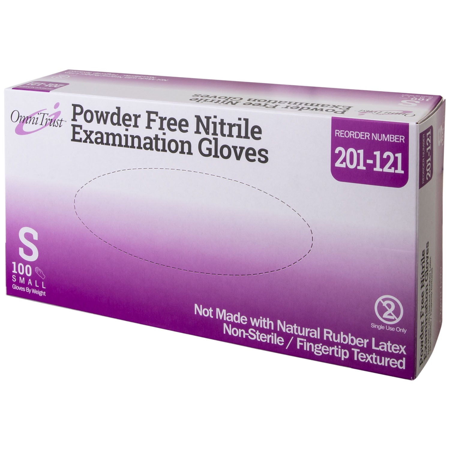 OMNI INTERNATIONAL OMNITRUST™ NITRILE POWDER FREE EXAMINATION GLOVE Exam Glove, Nitrile, Small, Textured Fingers, Blue, Powder Free