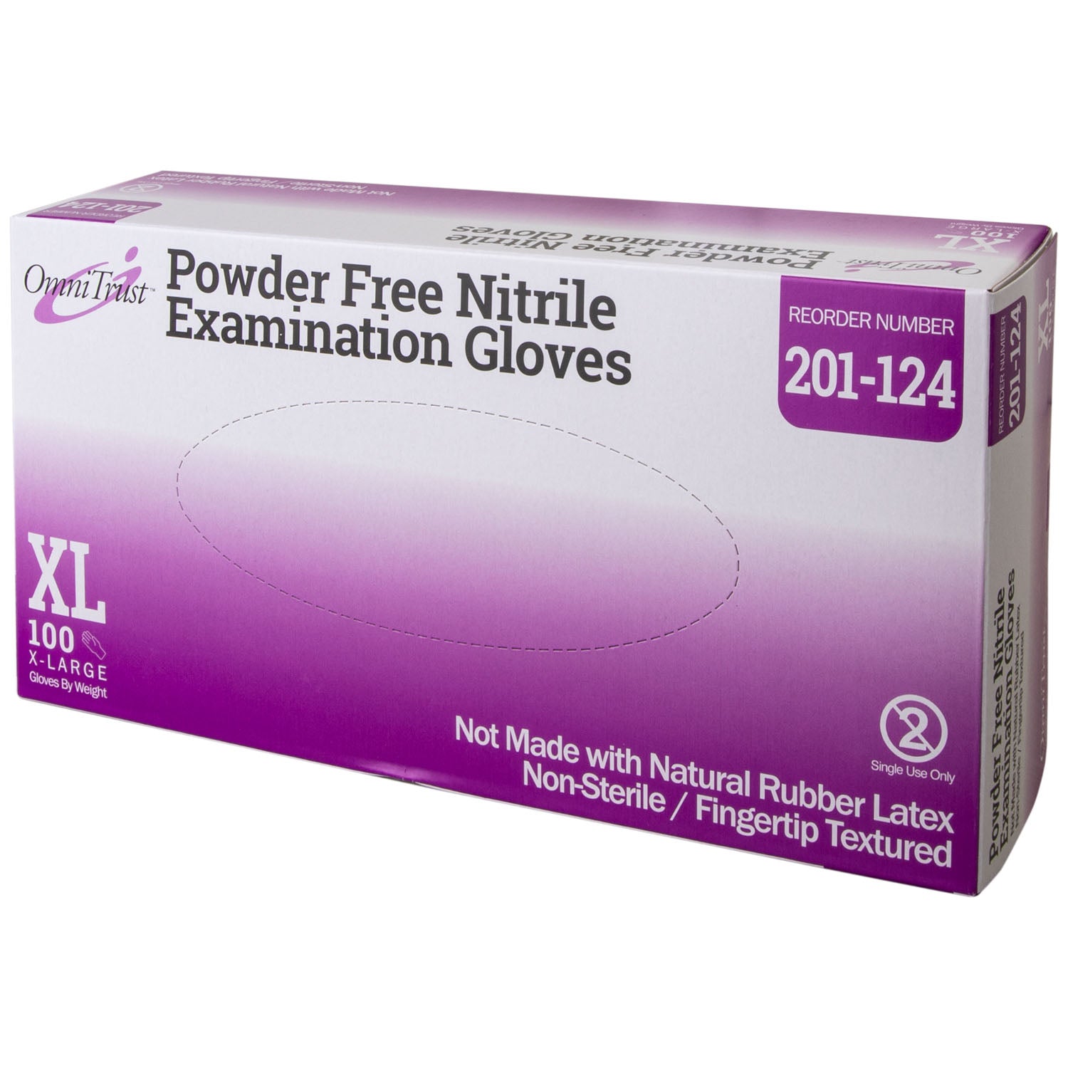 OMNI INTERNATIONAL OMNITRUST™ NITRILE POWDER FREE EXAMINATION GLOVE Exam Glove, Nitrile, X-Large, Textured Fingers, Blue, Powder Free