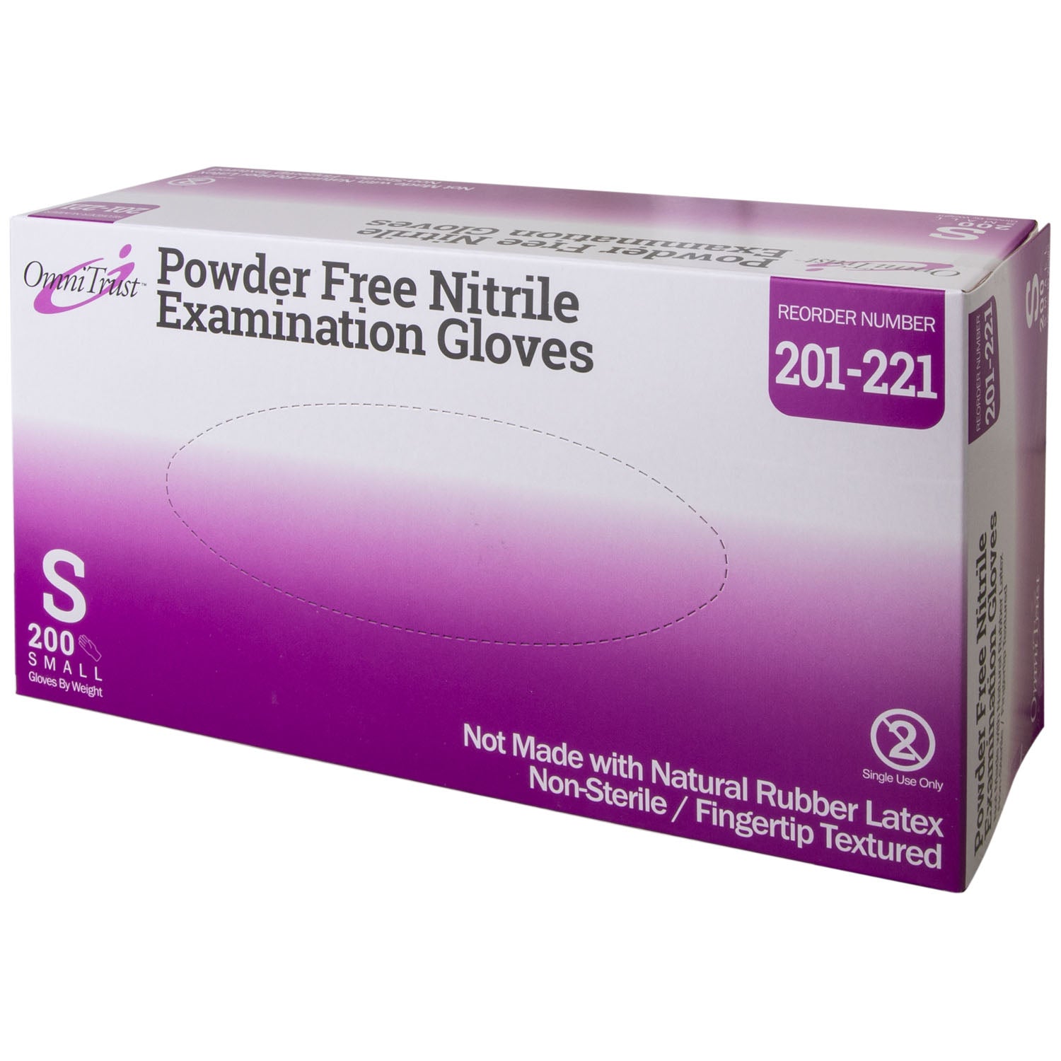 OMNI INTERNATIONAL OMNITRUST™ NITRILE POWDER FREE EXAMINATION GLOVE Exam Glove, Nitrile, Small, Textured Fingers, Blue, Powder Free