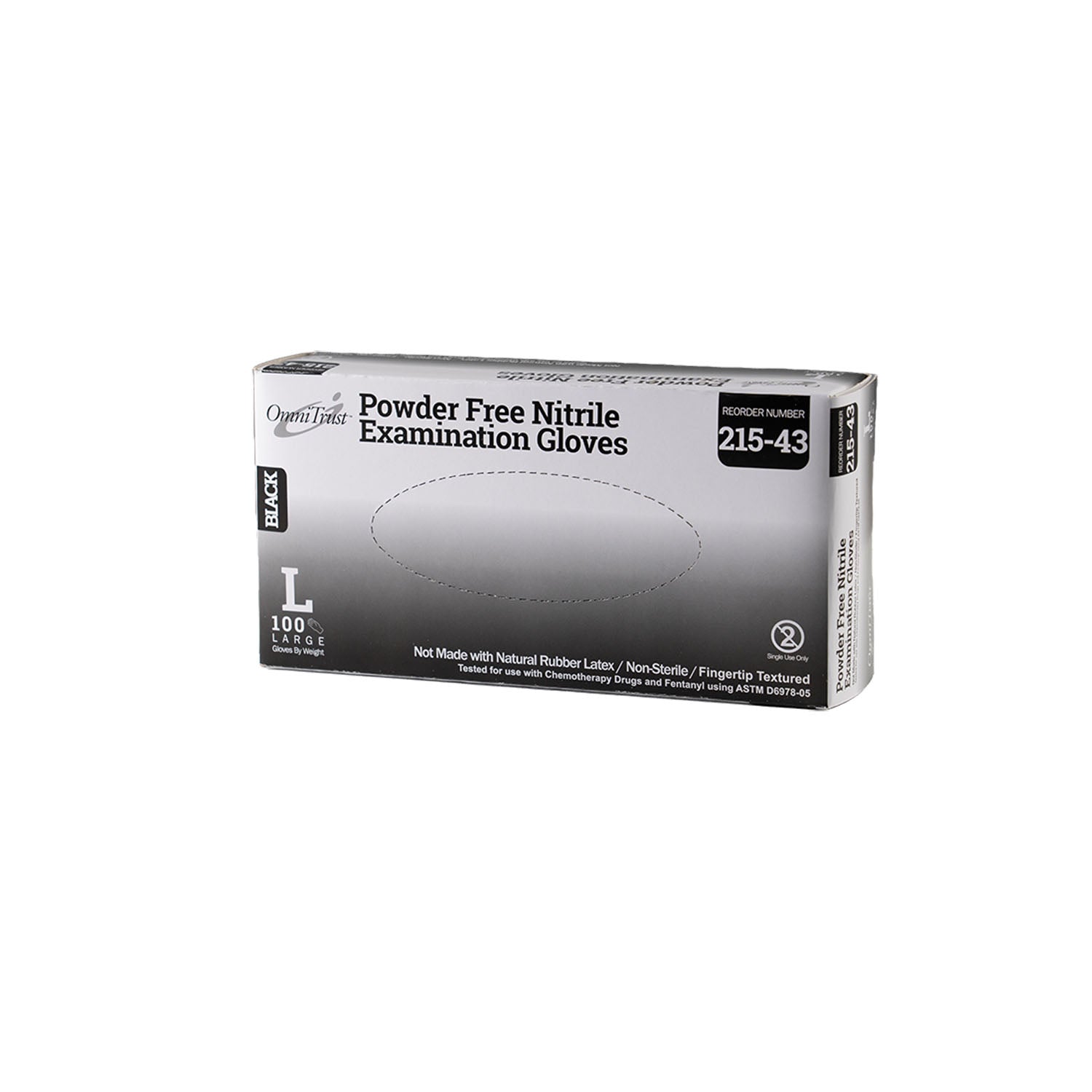 OMNI INTERNATIONAL OMNITRUST™ NITRILE POWDER FREE EXAMINATION GLOVE Exam Glove, Nitrile, 5.0g, Large, Power Free