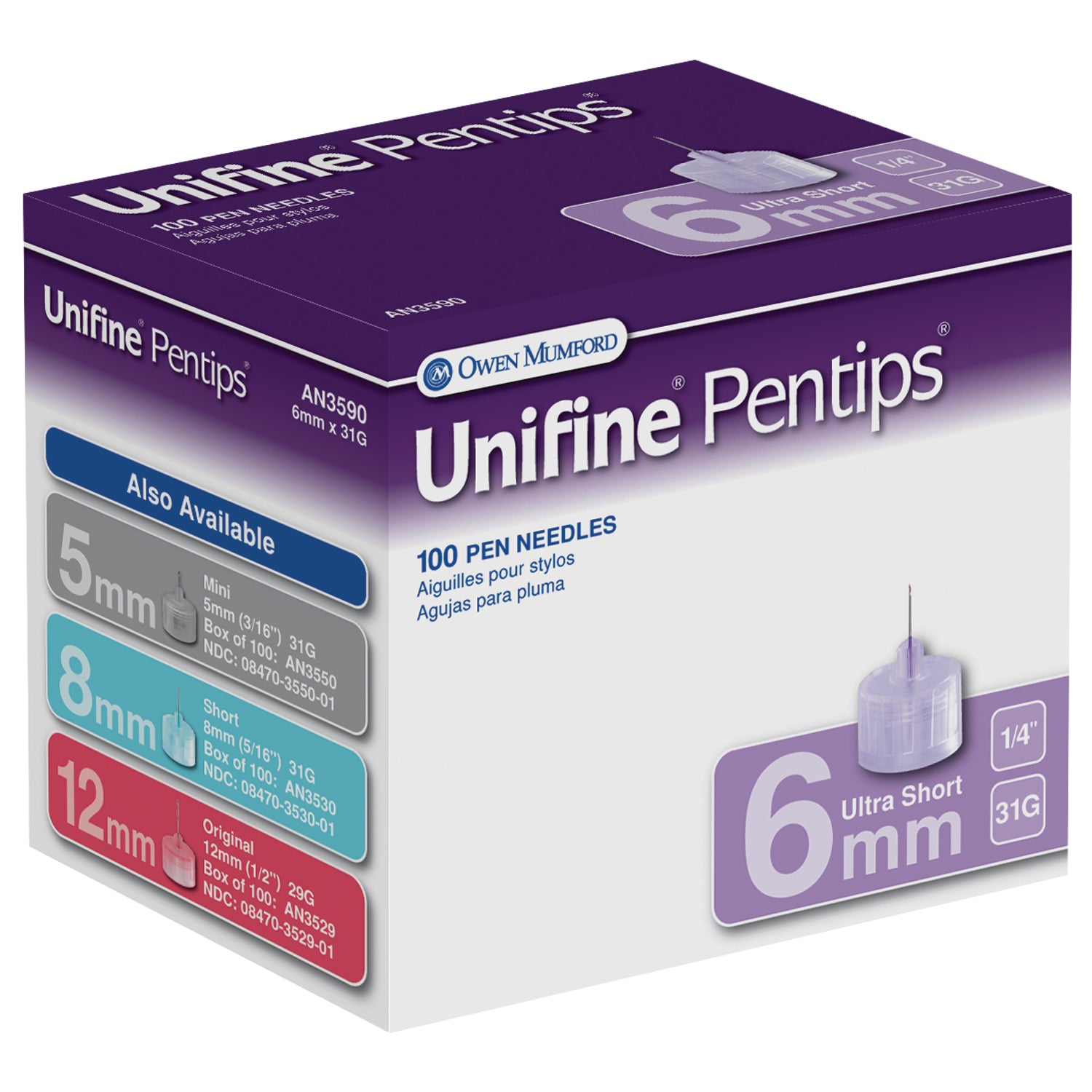 OWEN MUMFORD UNIFINE® PENTIPS Ultra-Short Pen Needle, 6mm, 31G, 100/bx