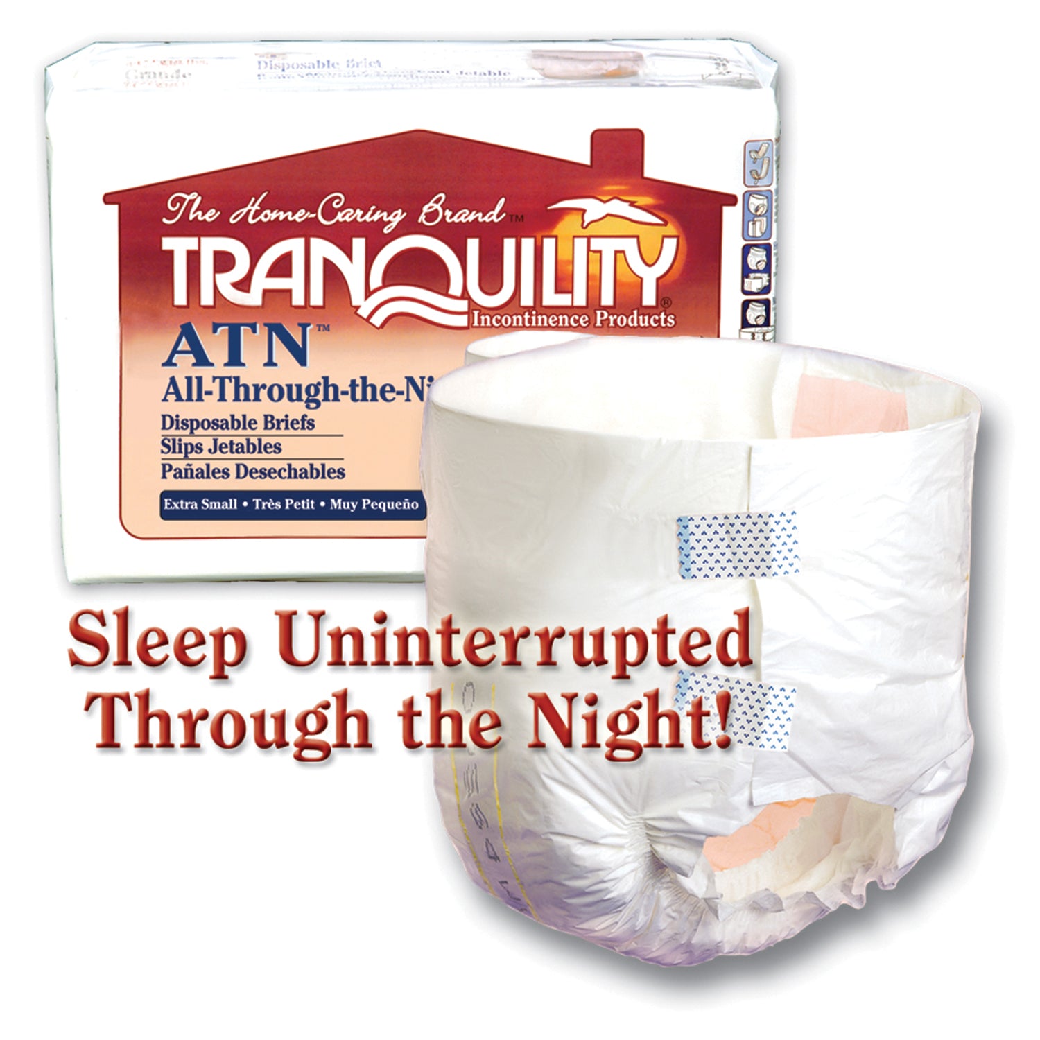 PRINCIPLE BUSINESS TRANQUILITY® ALL-THROUGH-THE-NIGHT DISPOSABLE BRIEFS "Brief, Small Adult, 24\" to 32\", 22.2 fl oz Capacity, 10/pk, 10 pk/cs "