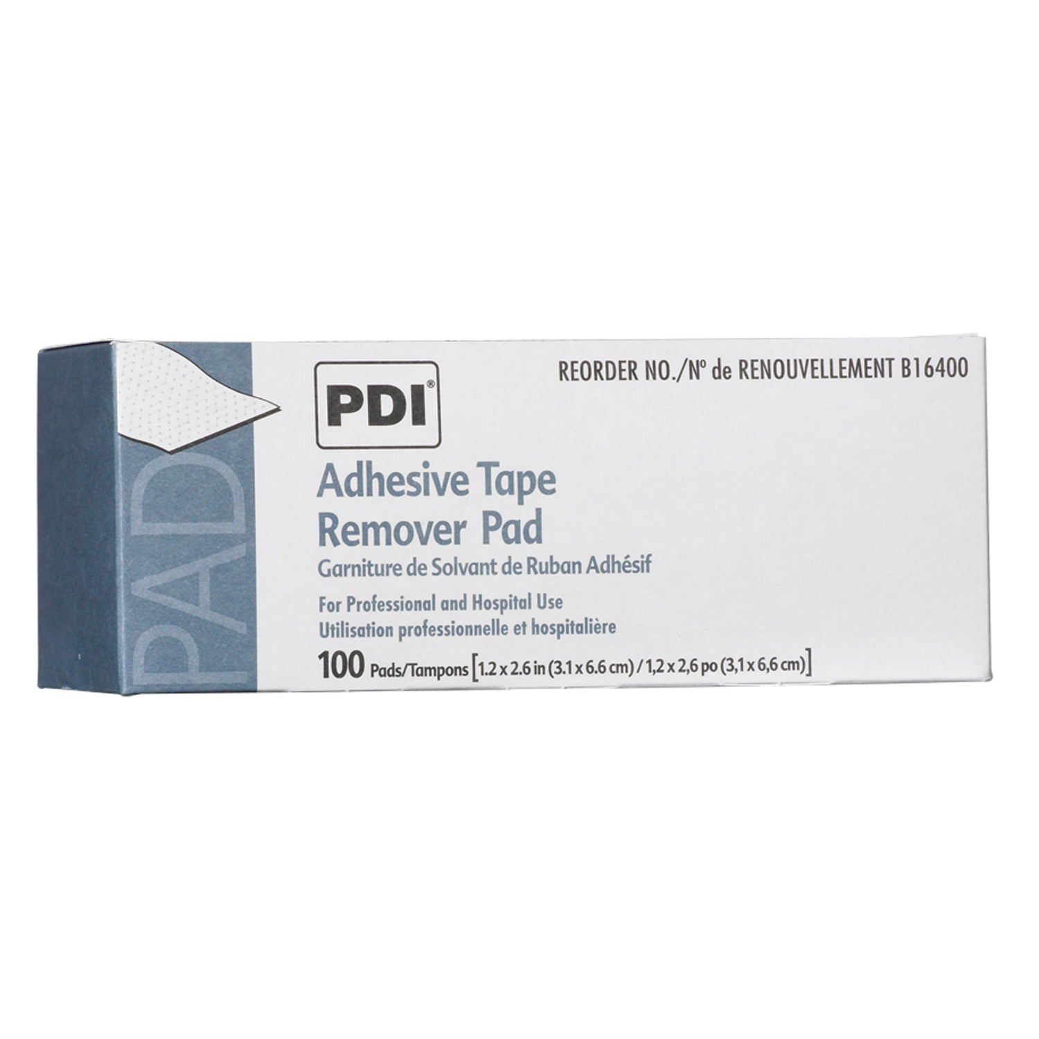 PDI ADHESIVE TAPE REMOVER PAD "Adhesive Tape Remover Pad, 1.25\" x 2.625\", 100/bx, 10 bx/cs "