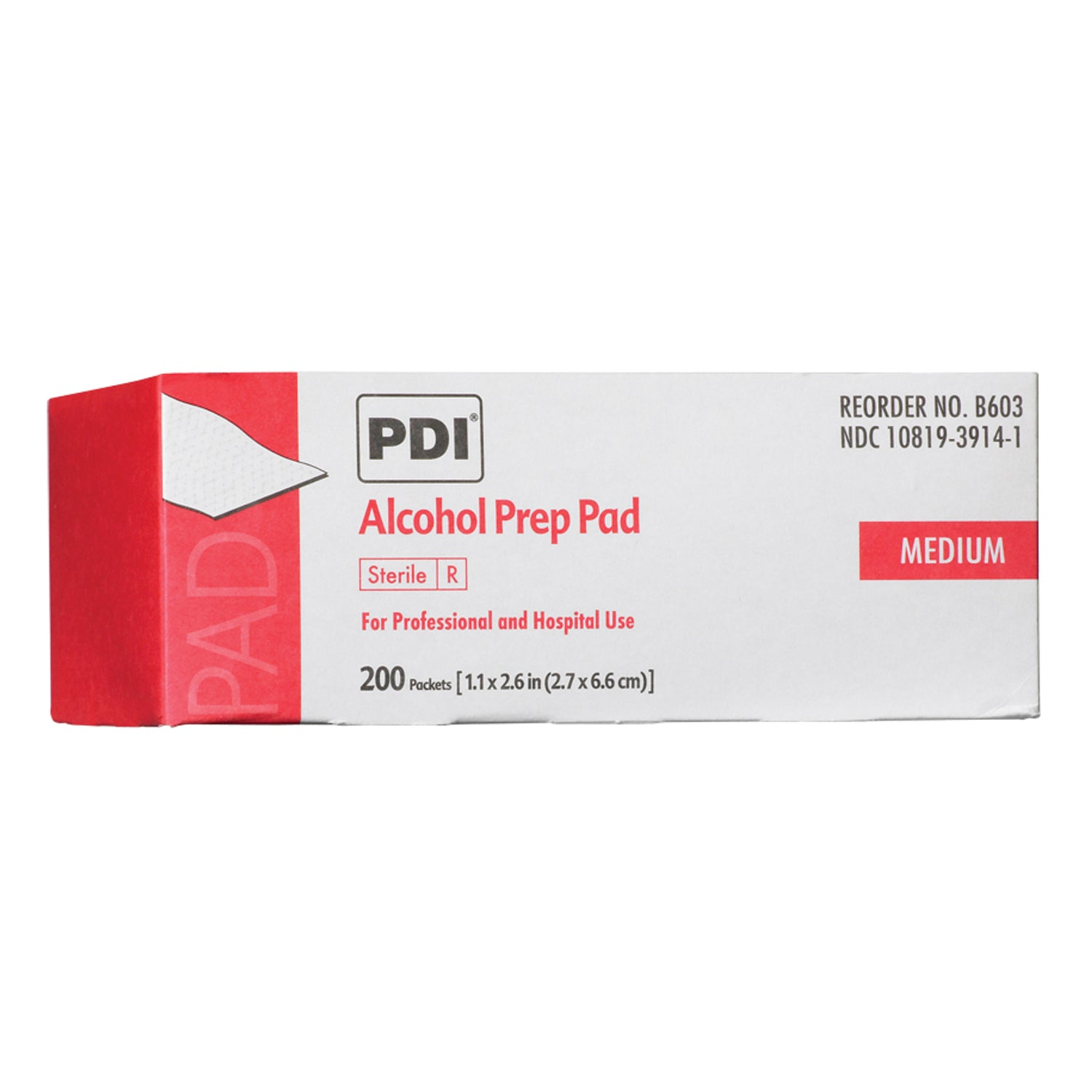 PDI Alcohol Prep Pad, Medium, Sterile, 1.1” x 2.6”, Applicator 2” x 2”, 200/bx, 20 bx/cs