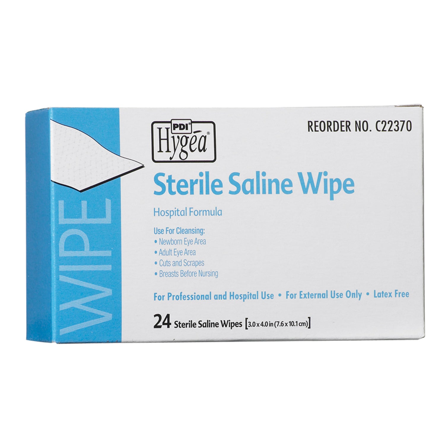 PDI HYGEA® STERILE SALINE WIPE Sterile Saline Wipe, 6" x 4", 24 pk/bx, 24 bx/cs